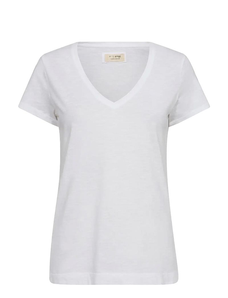 MOS MOSH - MMArden Organic V-Ss Tee - t-shirts - white - 0