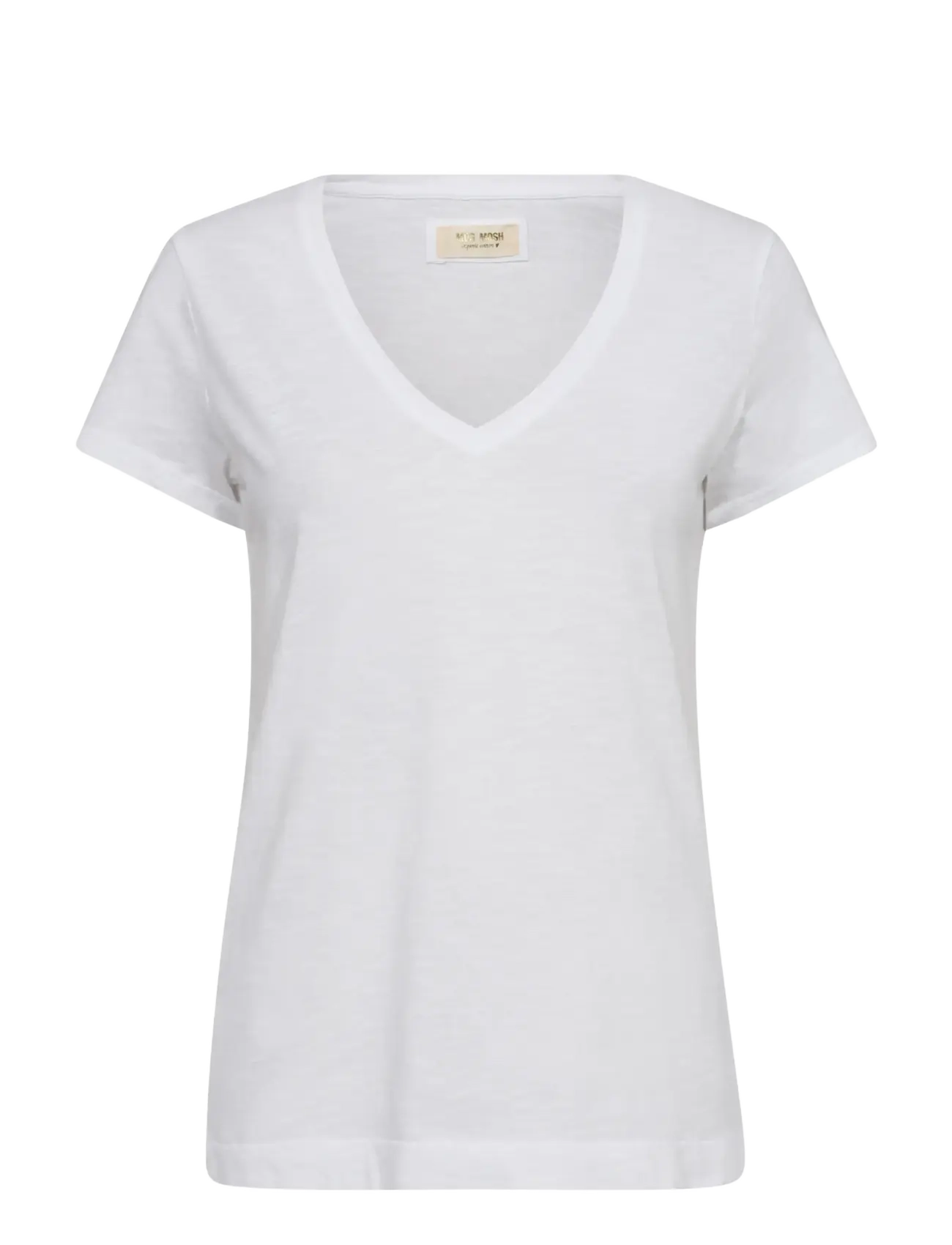 MOS MOSH MMArden Organic V-Ss Tee - Tøj - WHITE / white