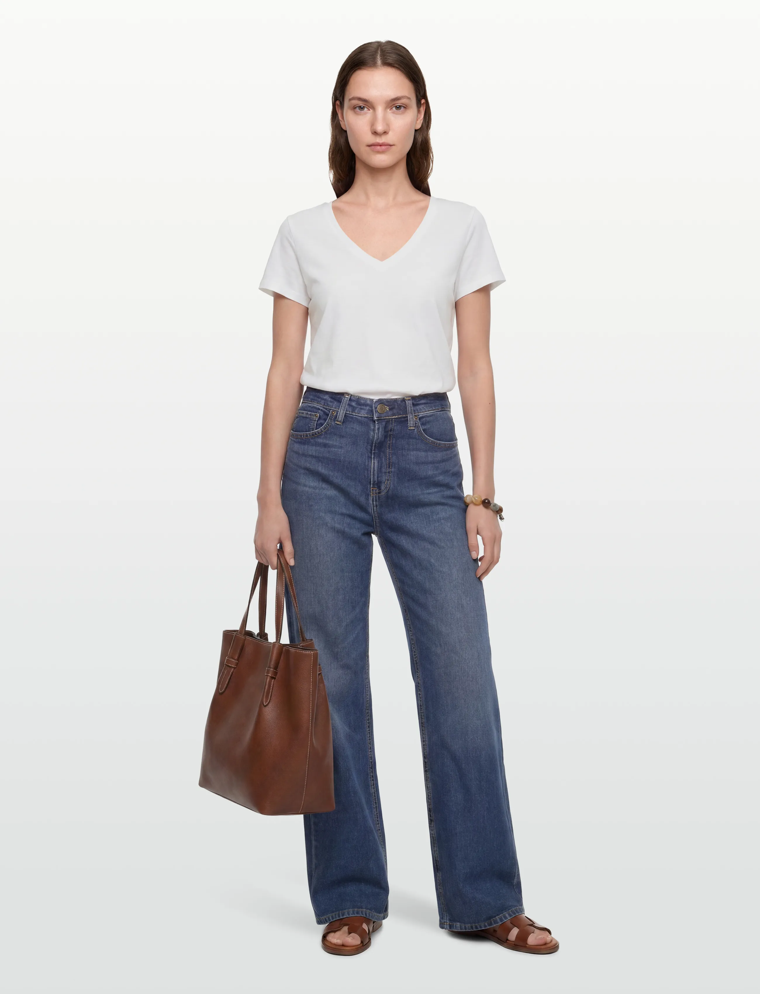 MOS MOSH Mmarden Organic V-Ss Tee, Kvinder, V-Hals T-Shirt, Hvid, Str: XS