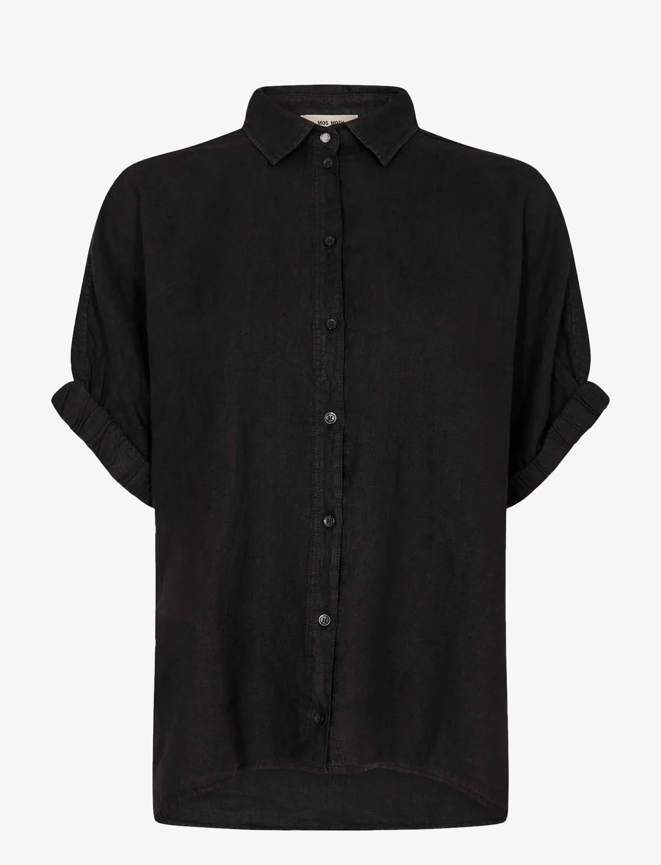 MOS MOSH - Aven SS Linen Shirt - hørskjorter - black - 0