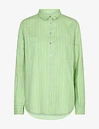 Kaia Stripe Linen Shirt - ARCADIAN GREEN