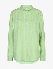 MOS MOSH - Kaia Stripe Linen Shirt - linasest riidest särgid - arcadian green - 0