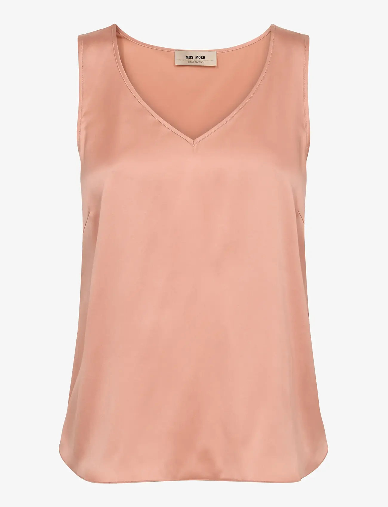 MOS MOSH - MMAstrid V-Neck Silk Tank Top - sleeveless blouses - peachy - 1