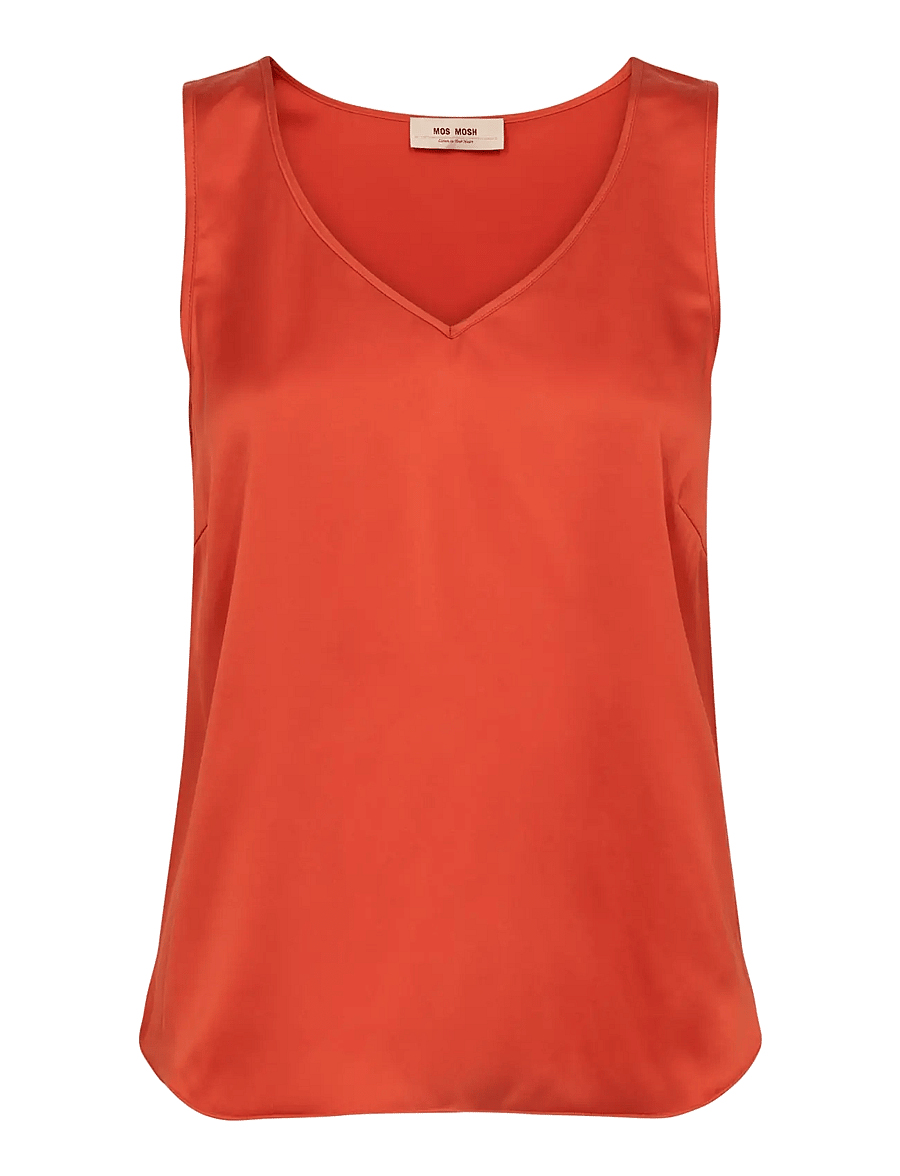 MOS MOSH - MMAstrid V-Neck Silk Tank Top - Ærmeløse bluser - spicy orange - 1