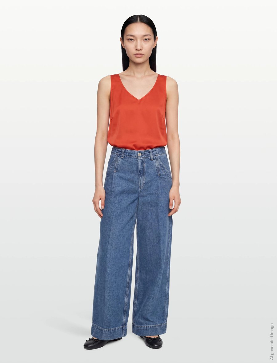 MOS MOSH - MMAstrid V-Neck Silk Tank Top - Ærmeløse bluser - spicy orange - 0