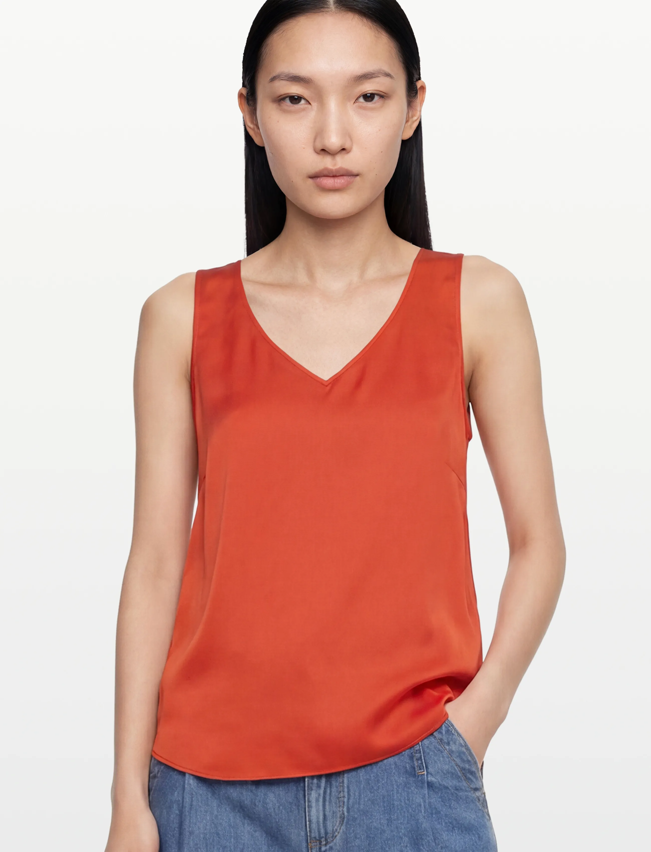 MOS MOSH - MMAstrid V-Neck Silk Tank Top - Ærmeløse bluser - spicy orange - 3