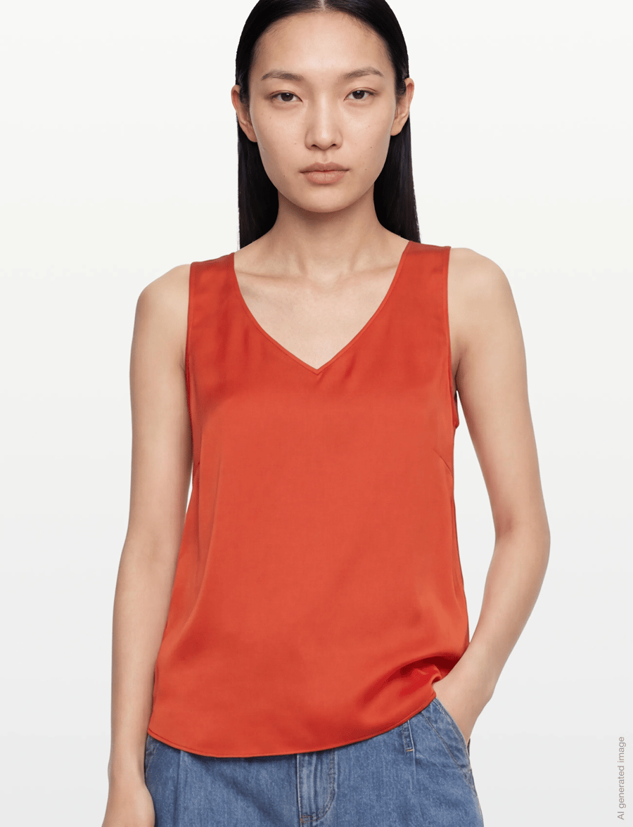 MOS MOSH - MMAstrid V-Neck Silk Tank Top - Ærmeløse bluser - spicy orange - 3
