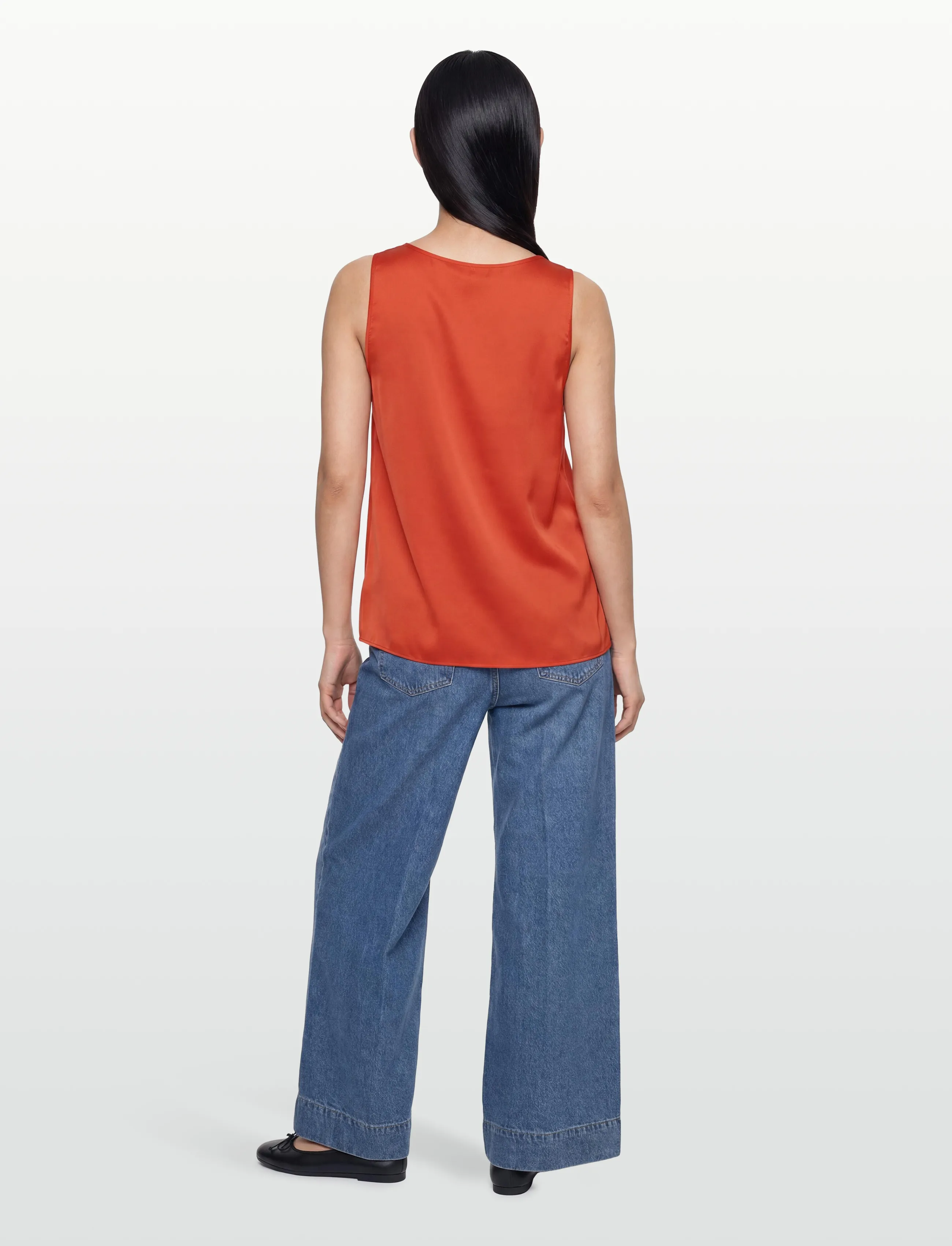 MOS MOSH - MMAstrid V-Neck Silk Tank Top - Ærmeløse bluser - spicy orange - 4
