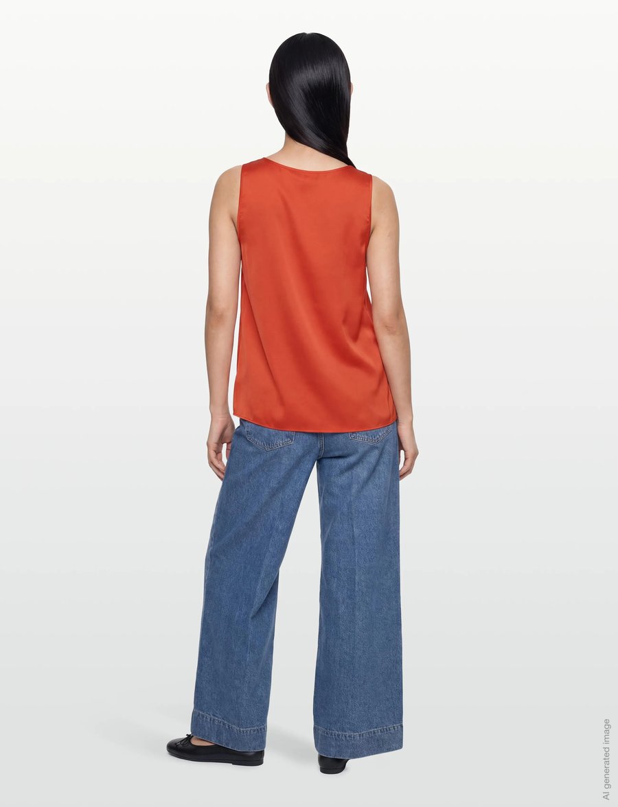 MOS MOSH - MMAstrid V-Neck Silk Tank Top - Ærmeløse bluser - spicy orange - 4