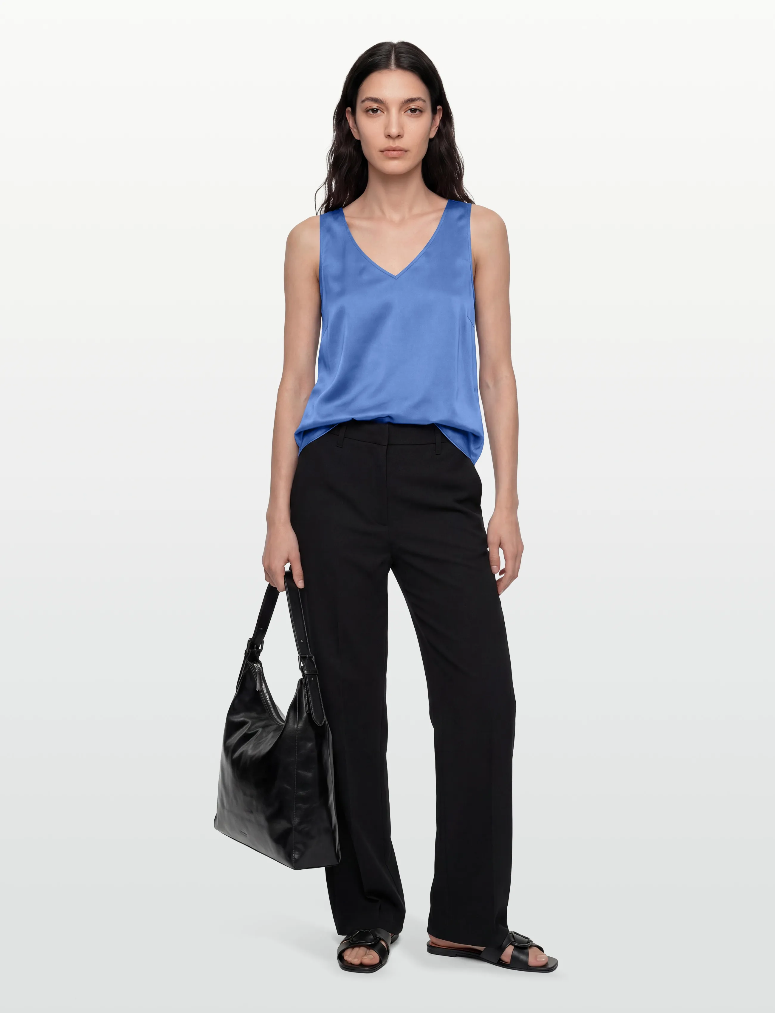 MOS MOSH MMAstrid V-Neck Silk Tank Top - Bluser - ULTRAMARINE / blue