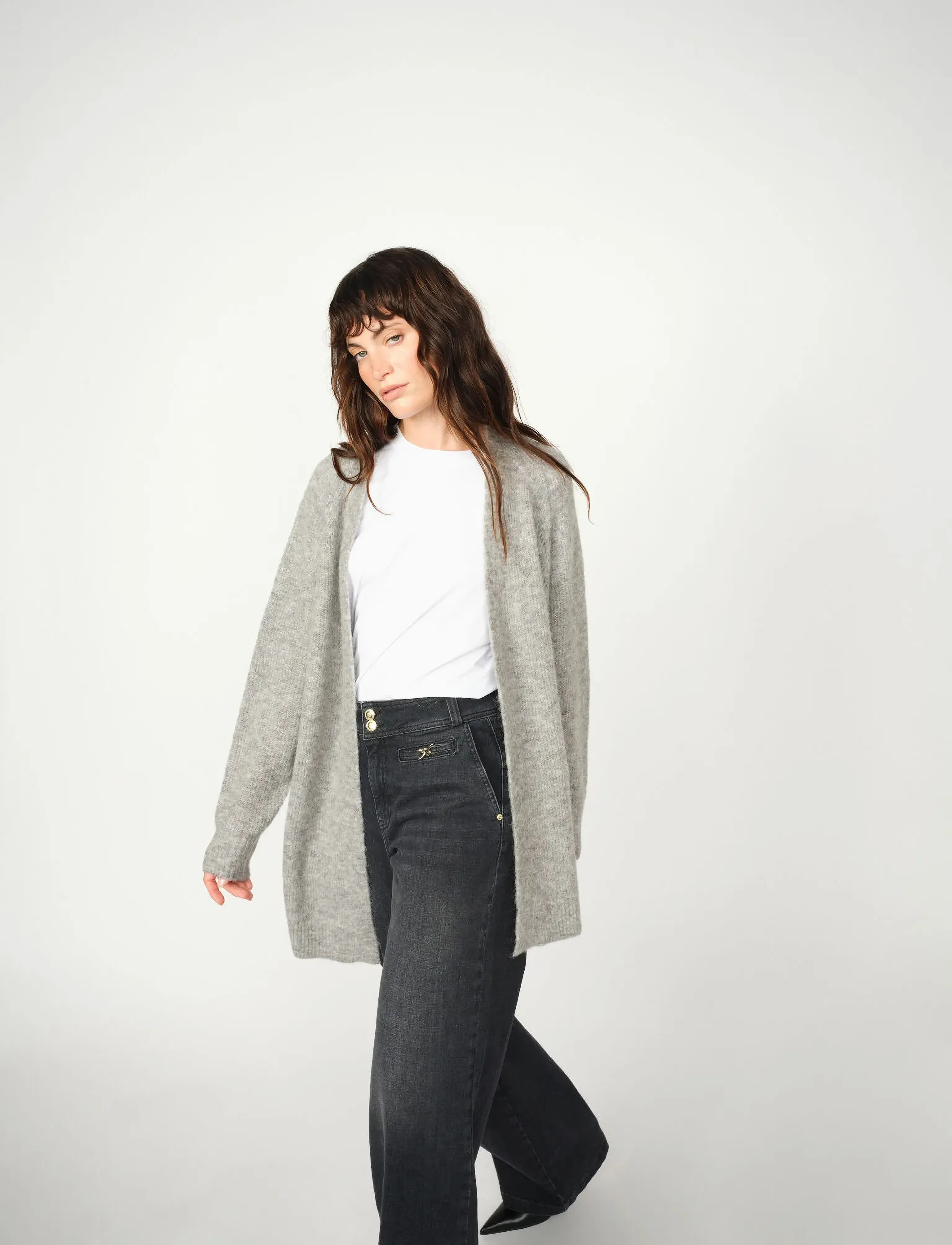 MOS MOSH Mmthora Long Cardigan, S, Knitwear, Grau - Cardigans, Frauen
