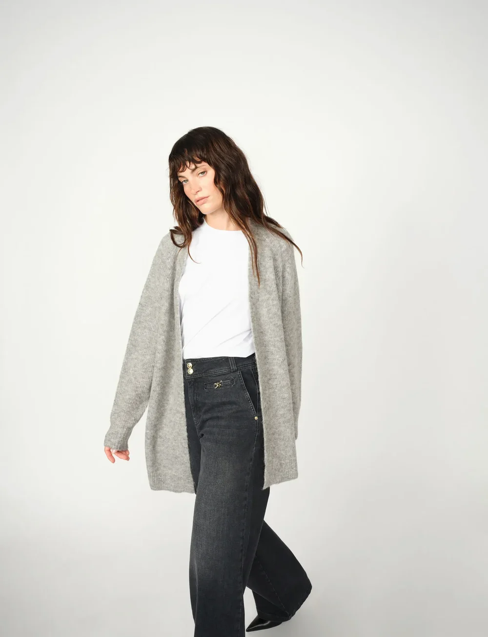 MOS MOSH - MMThora Long Cardigan - cardigans - grey melange - 0