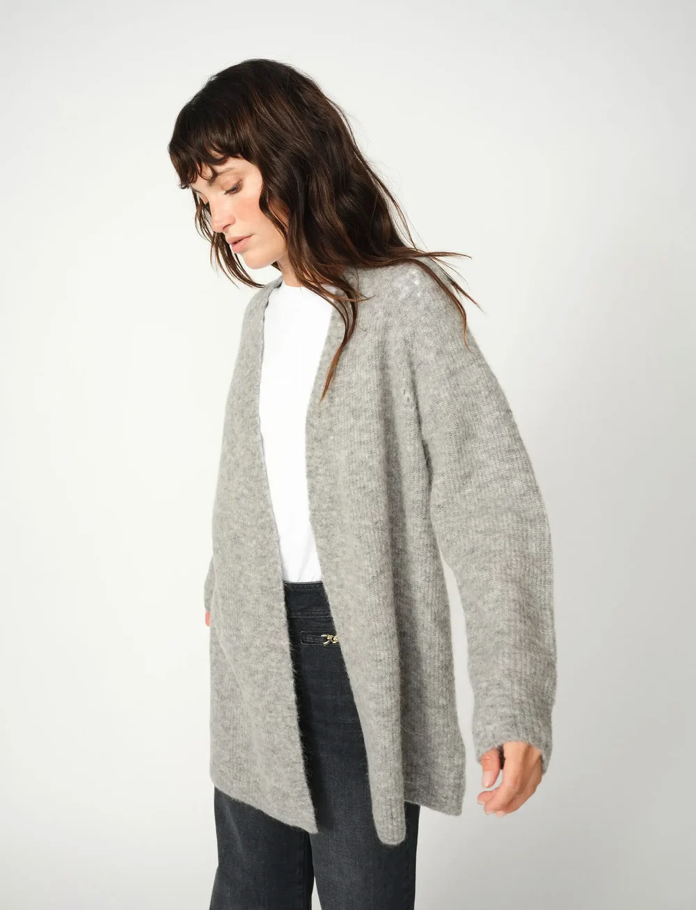 MOS MOSH - MMThora Long Cardigan - cardigans - grey melange - 3