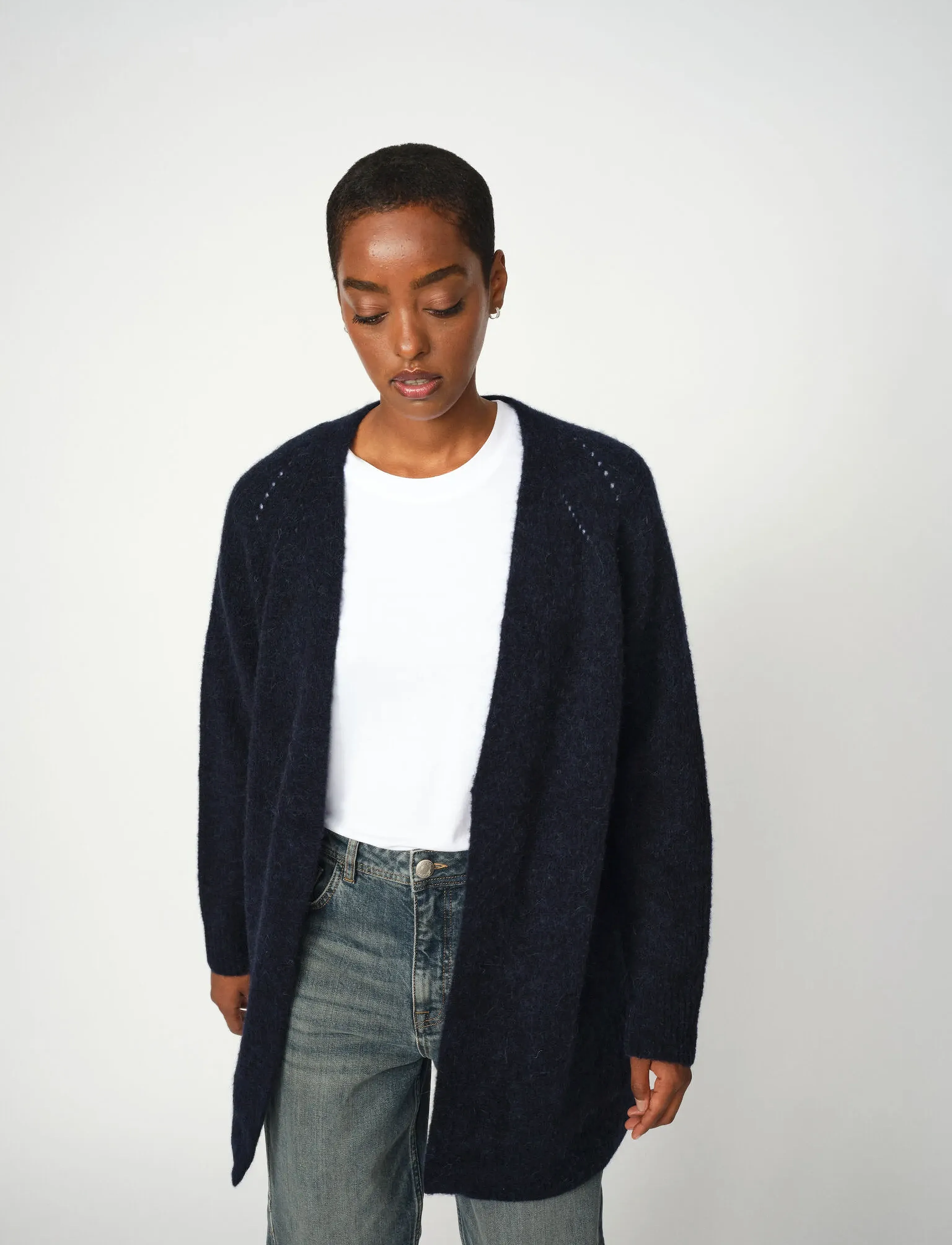 MOS MOSH Mmthora Long Cardigan, XS, Knitwear, Marineblau - Cardigans, Frauen