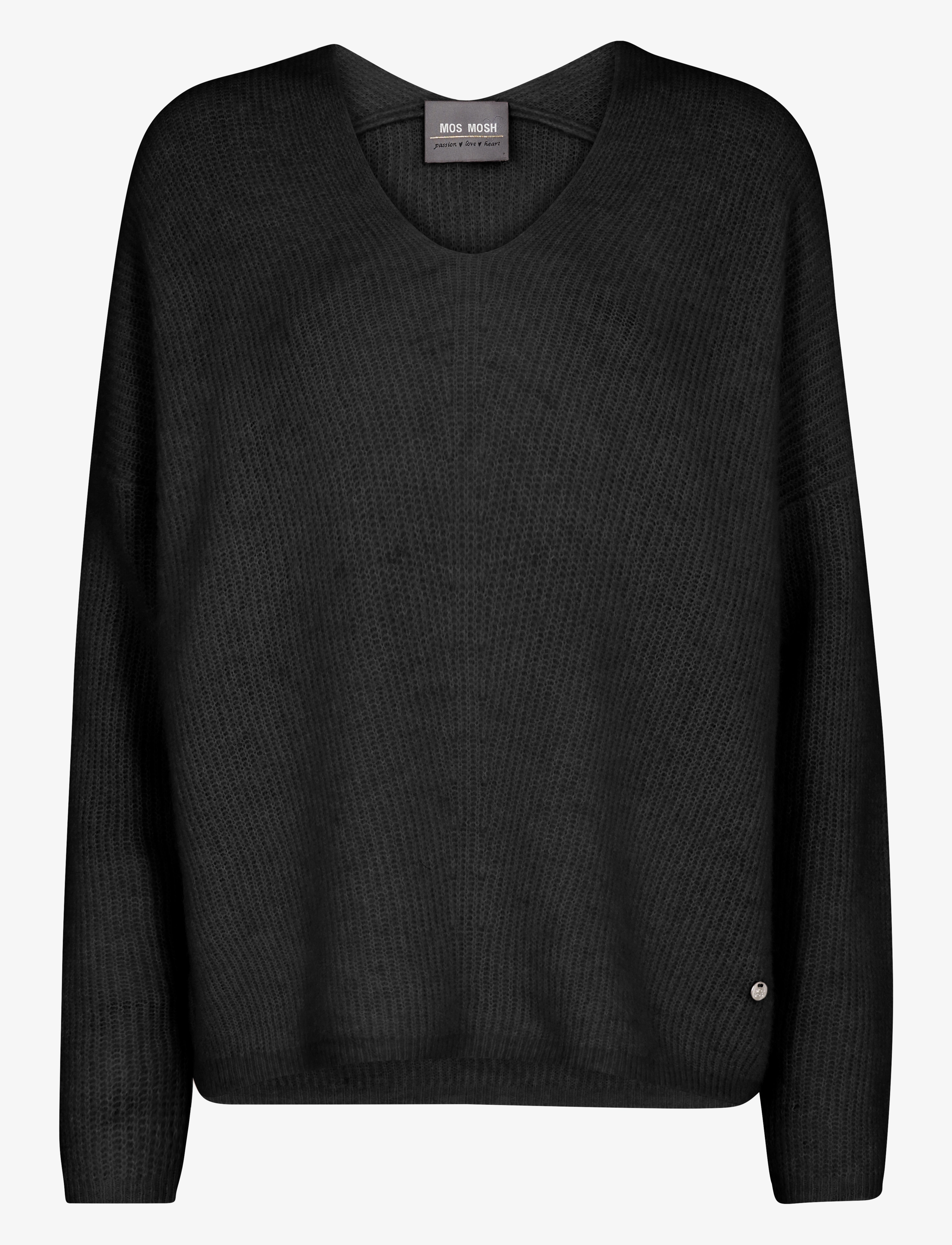 MOS MOSH MMThora V-Neck Knit - Strik - BLACK / black