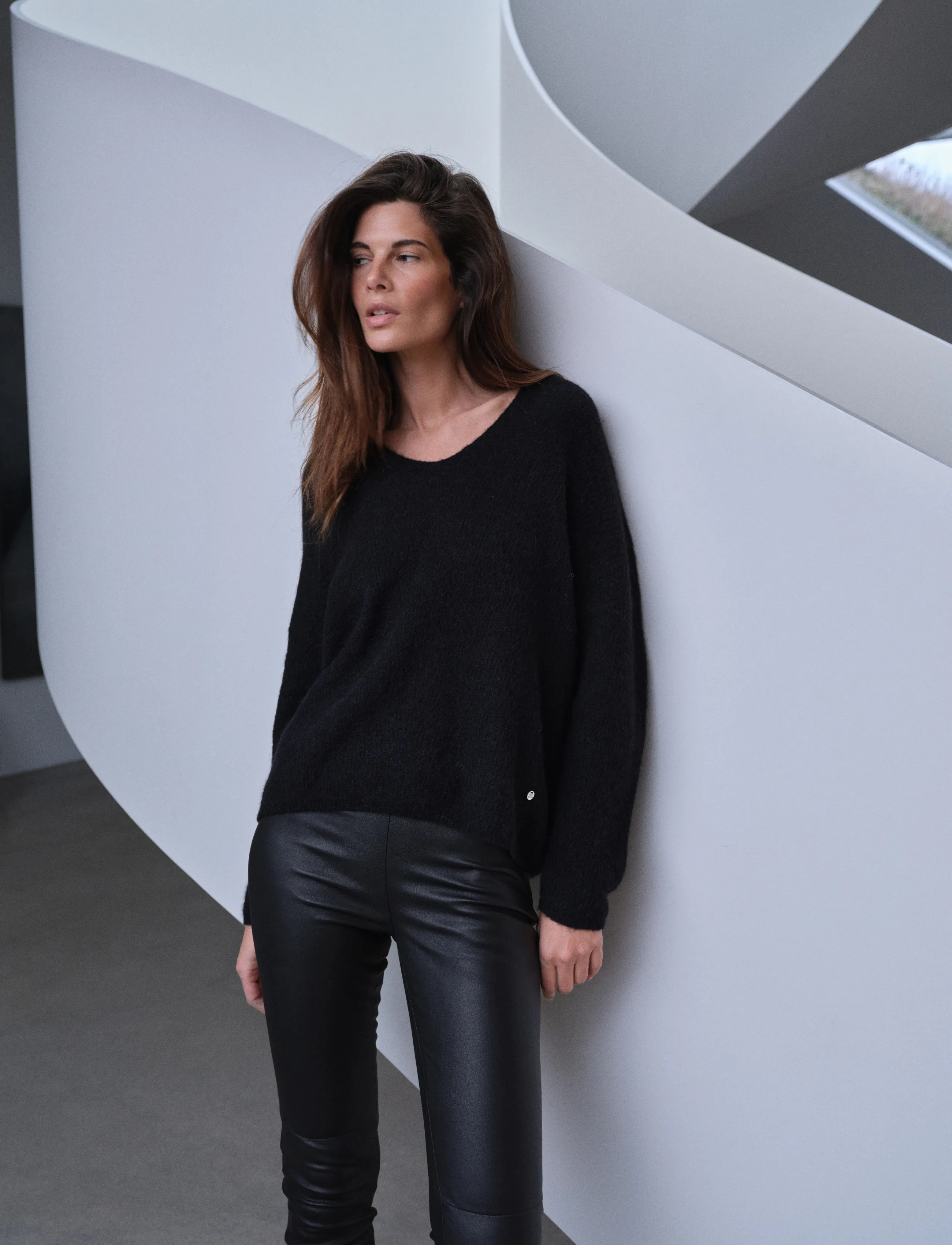 MOS MOSH Mmthora V-Neck Knit, Kvinder, V-Hals Striktrøje, Sort, Str: XL