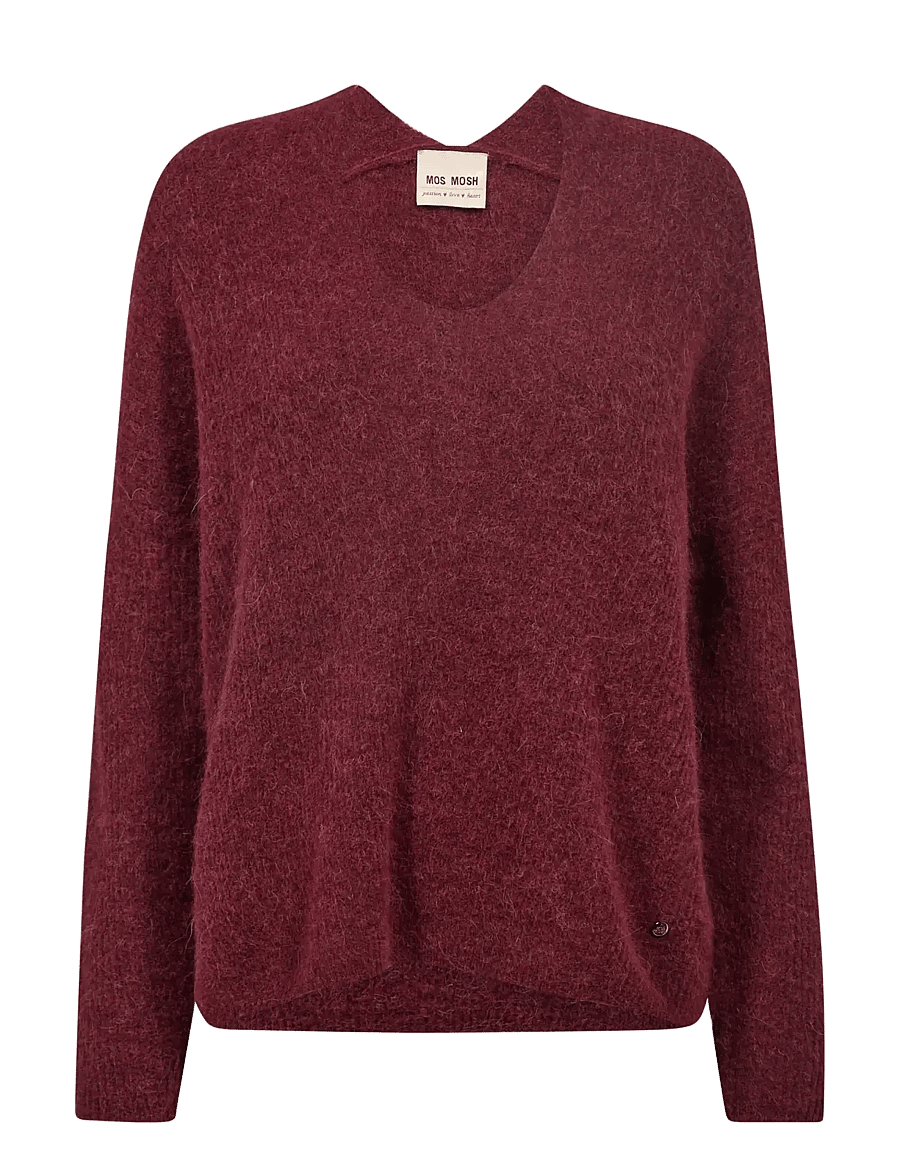 MOS MOSH - MMThora V-Neck Knit - kampsunid - cabernet - 1