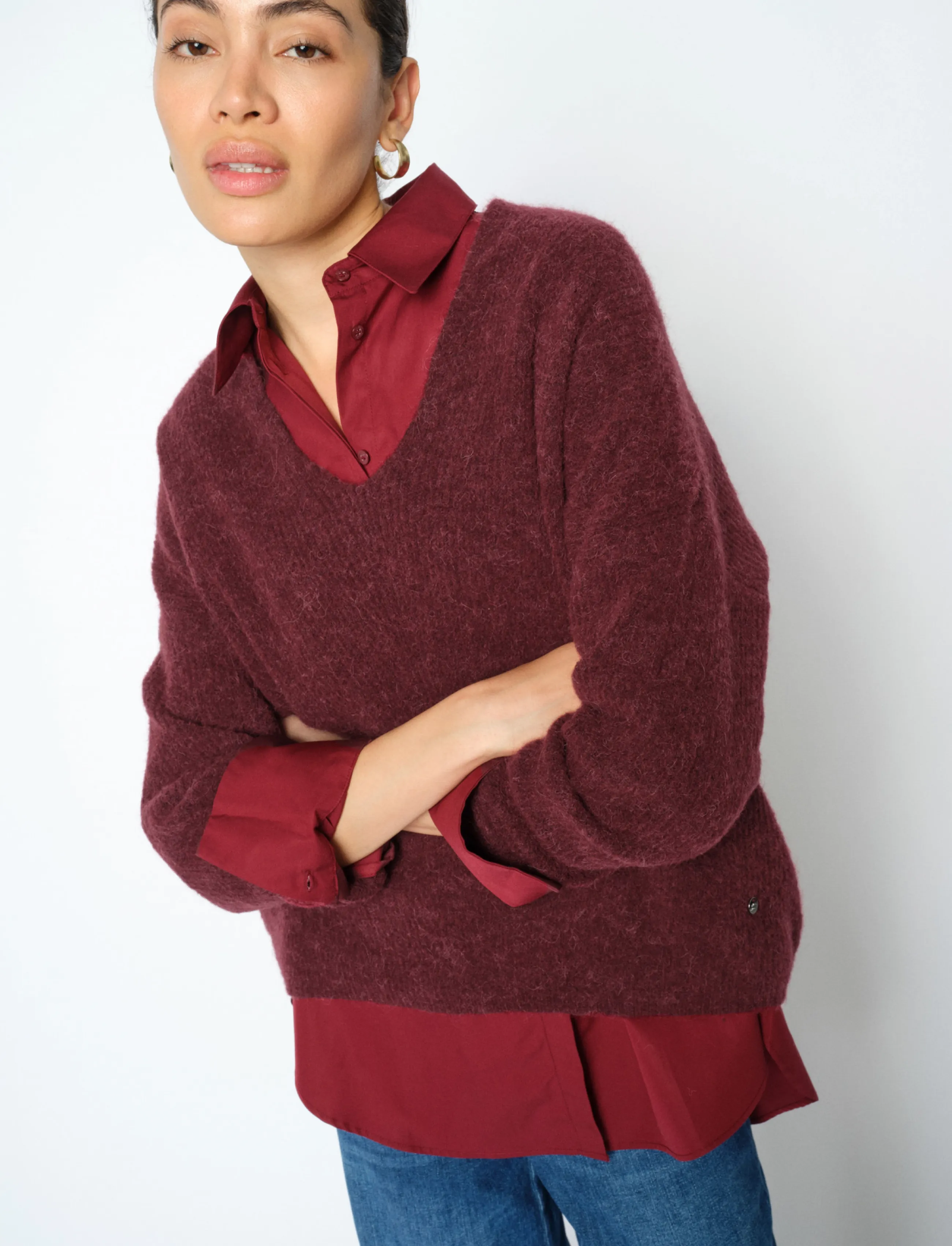 MOS MOSH - MMThora V-Neck Knit - kampsunid - cabernet - 3