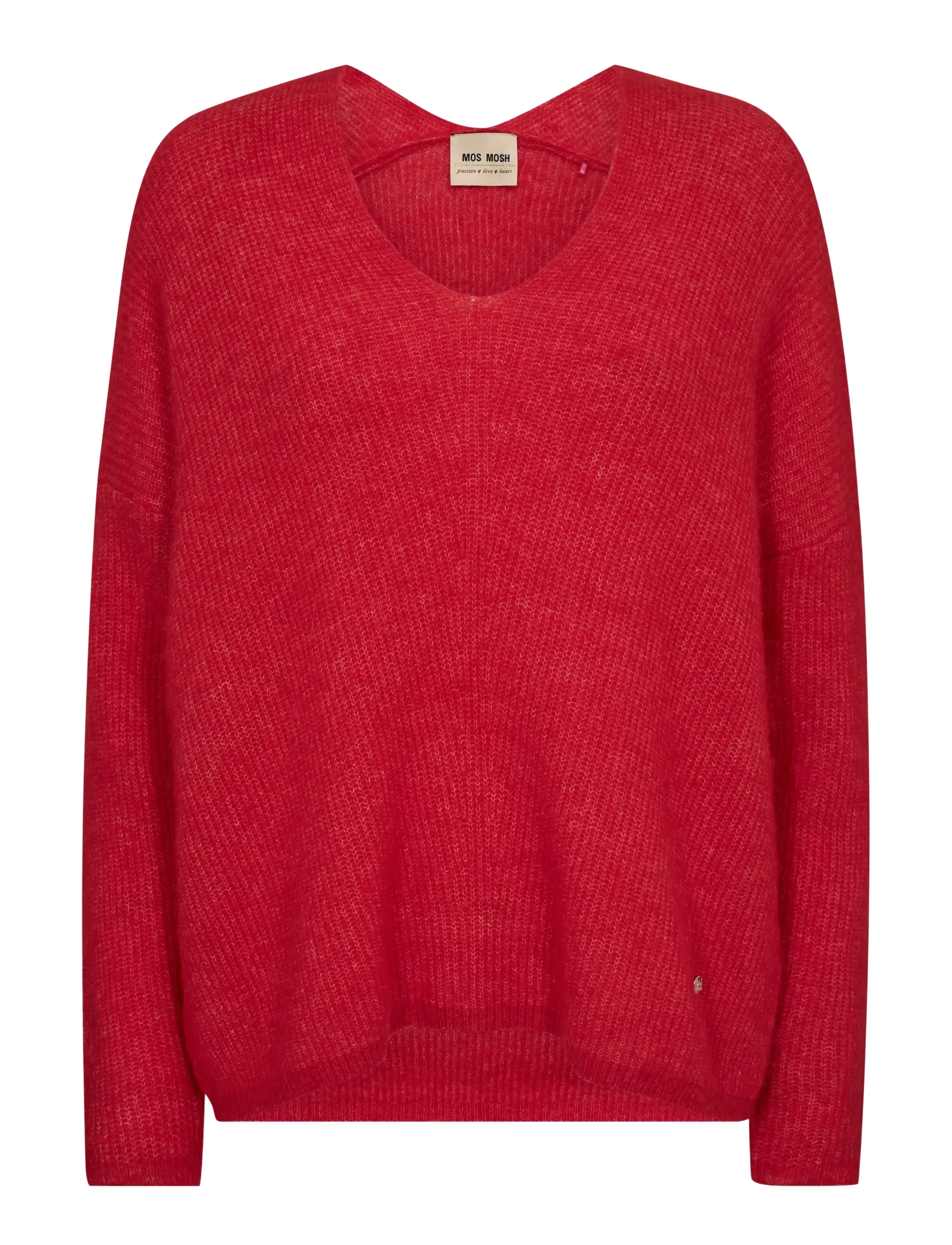 MOS MOSH - MMThora V-Neck Knit - striktrøjer - chinese red - 0