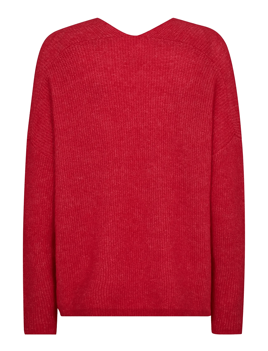 MOS MOSH - MMThora V-Neck Knit - striktrøjer - chinese red - 1