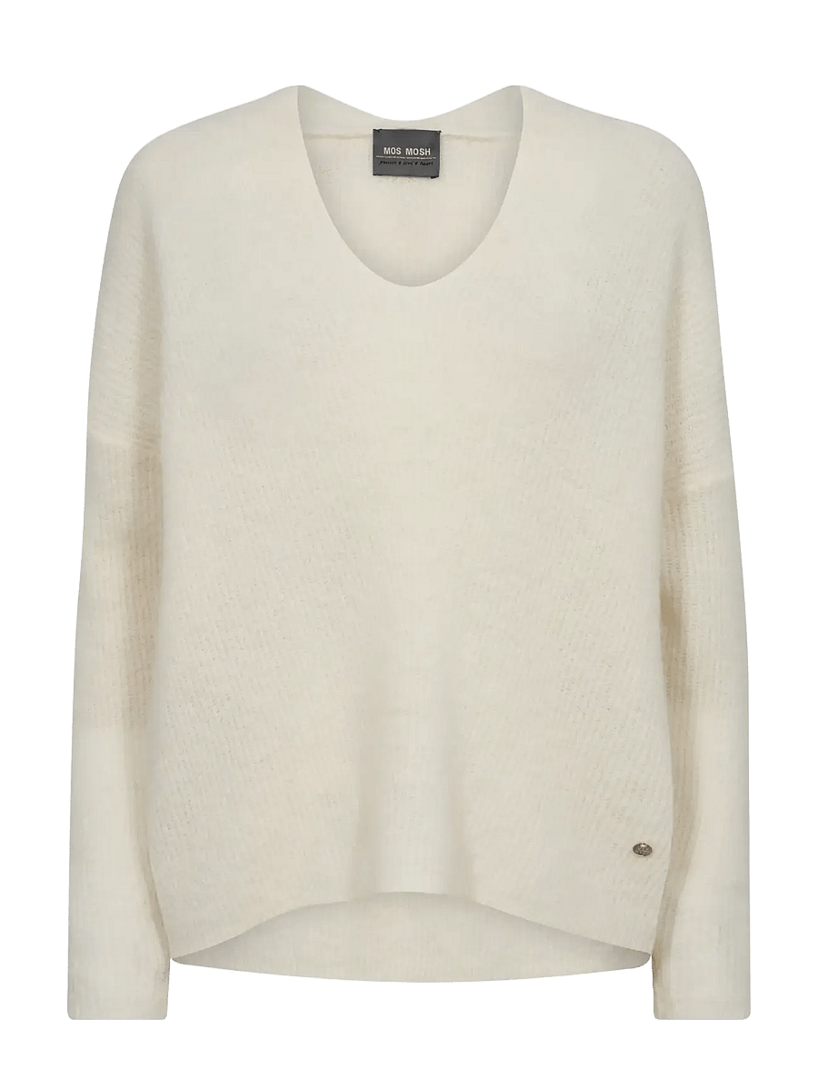 MOS MOSH - MMThora V-Neck Knit - striktrøjer - ecru - 0