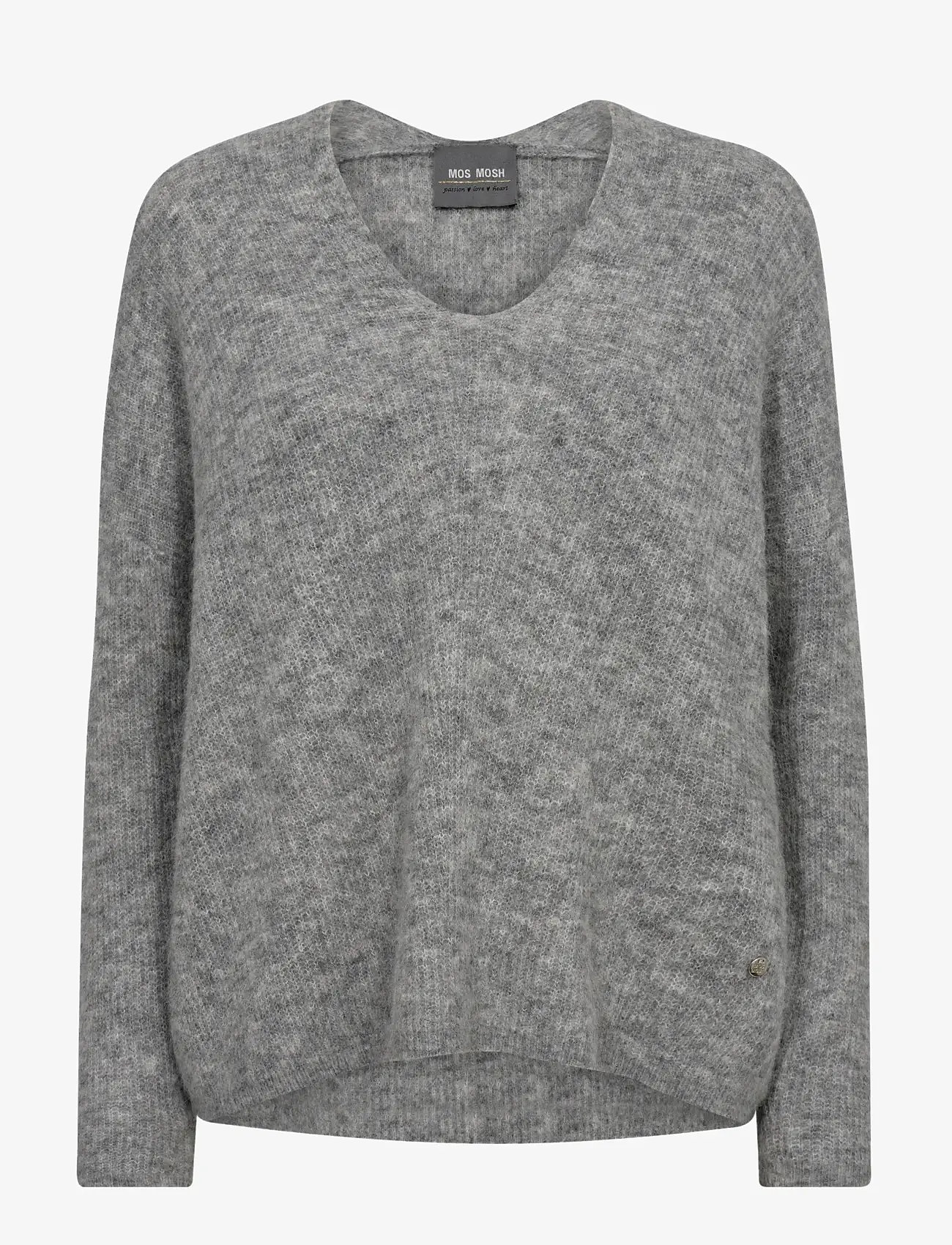 MOS MOSH - MMThora V-Neck Knit - jumpers - grey melange - 1