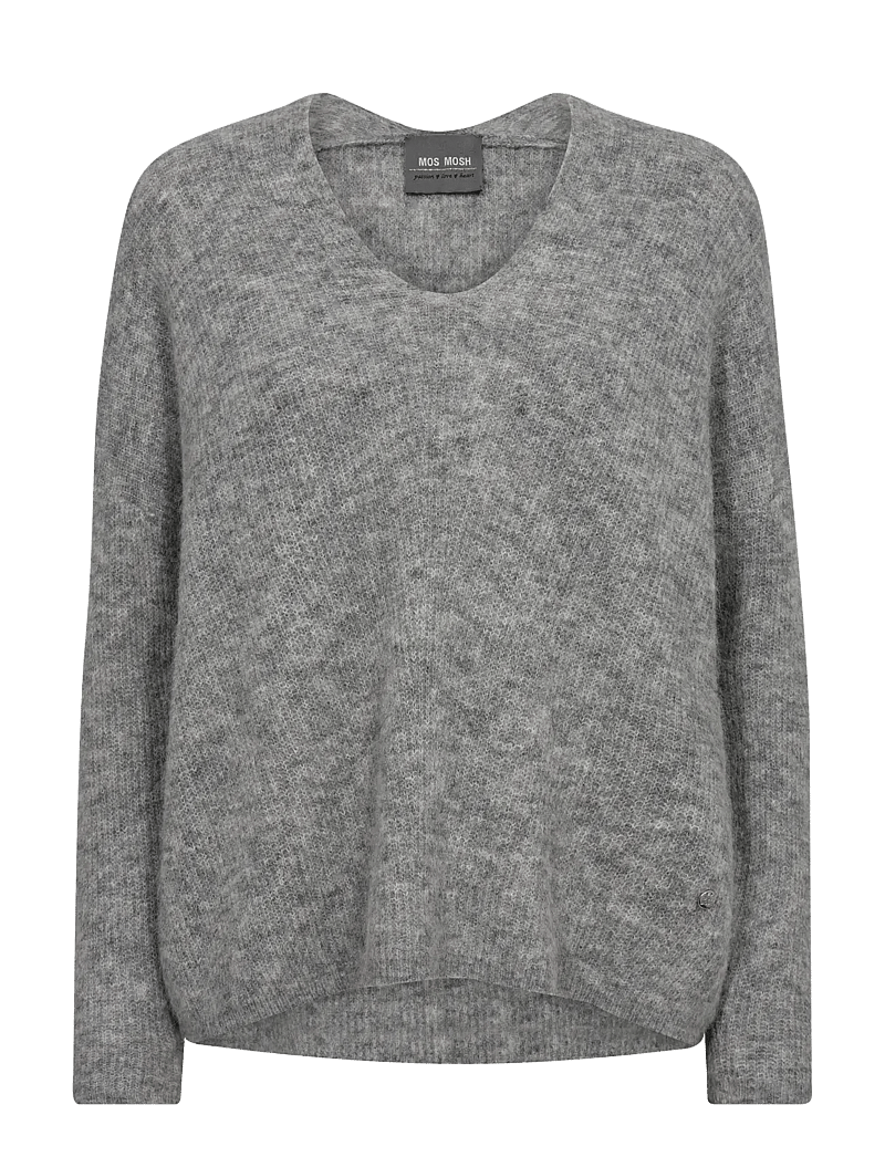 MOS MOSH - MMThora V-Neck Knit - jumpers - grey melange - 1