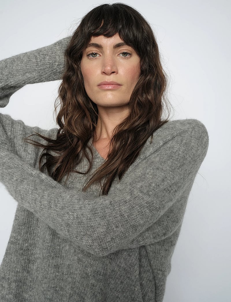 MOS MOSH - MMThora V-Neck Knit - jumpers - grey melange - 0