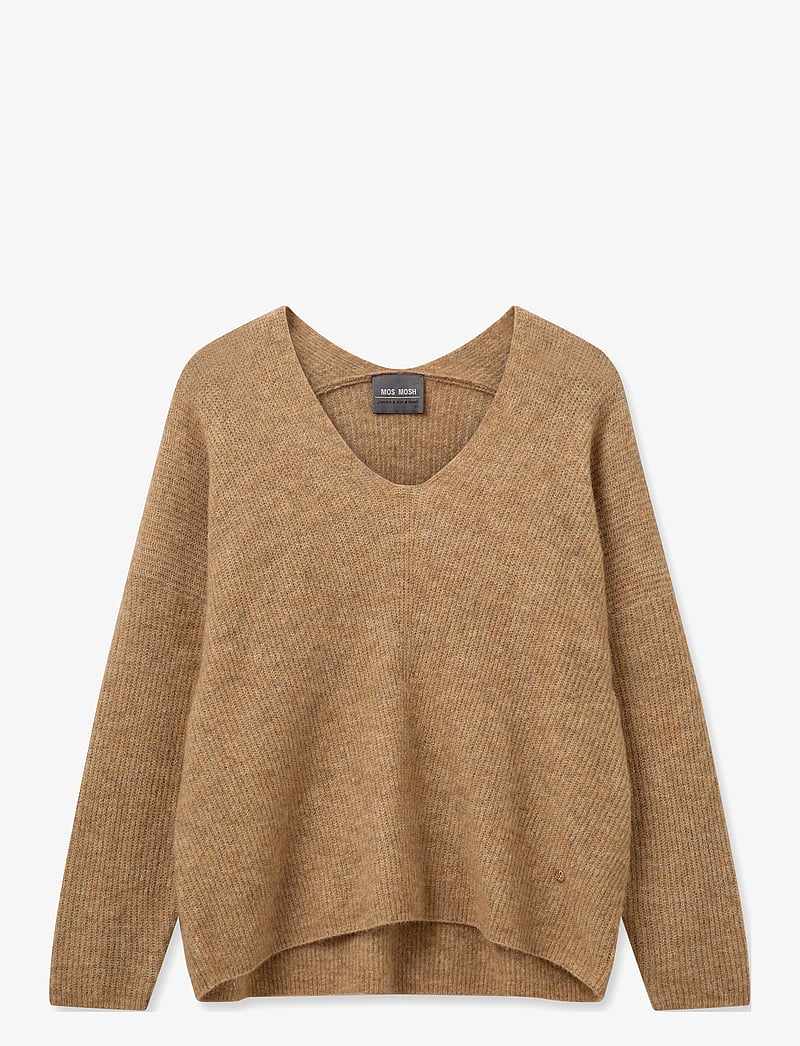 MOS MOSH - MMThora V-Neck Knit - striktrøjer - tannin - 0