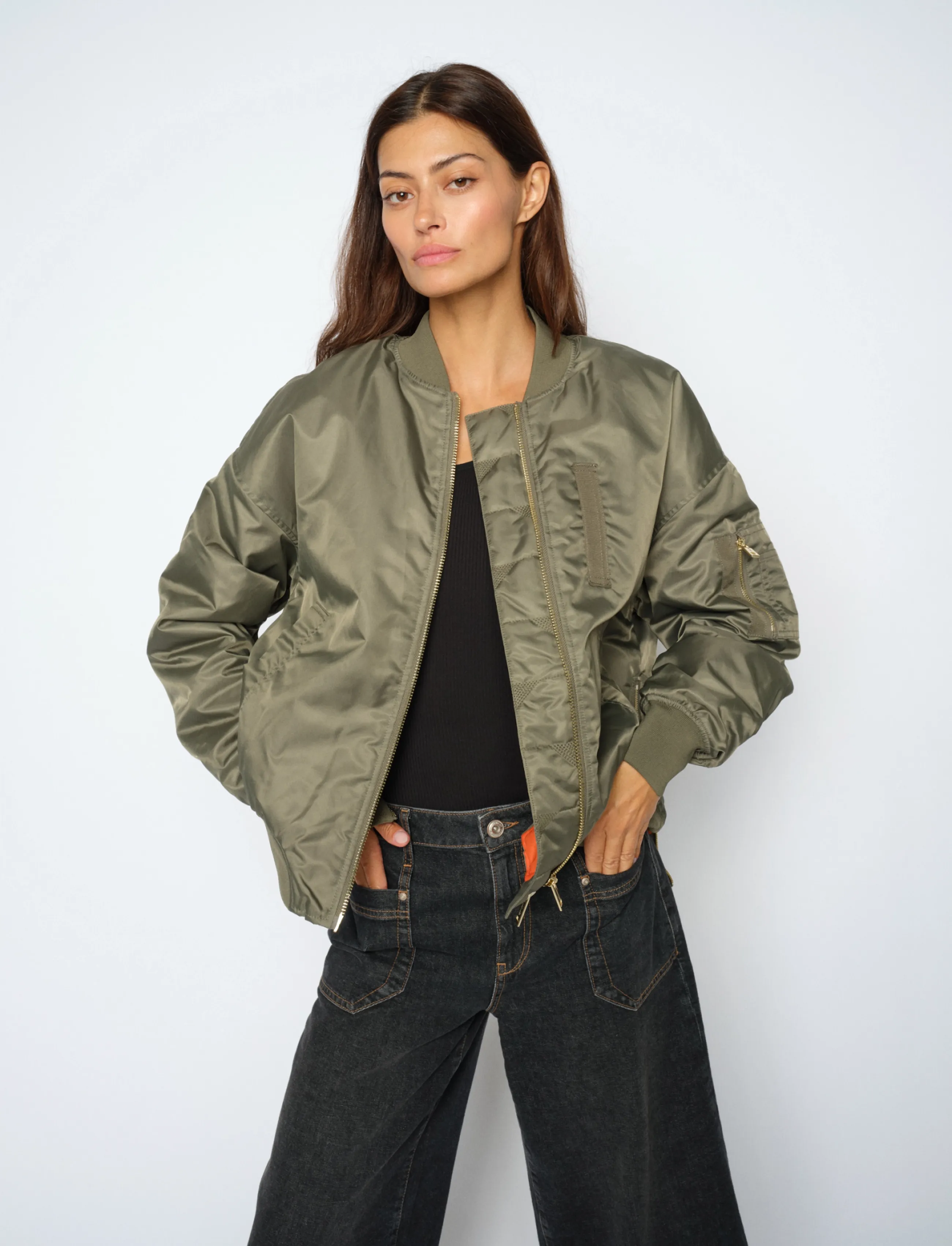 MOS MOSH Mmruby Bomber Jacket, L, Khaki green, Jakker > Bomberjakker, Dame