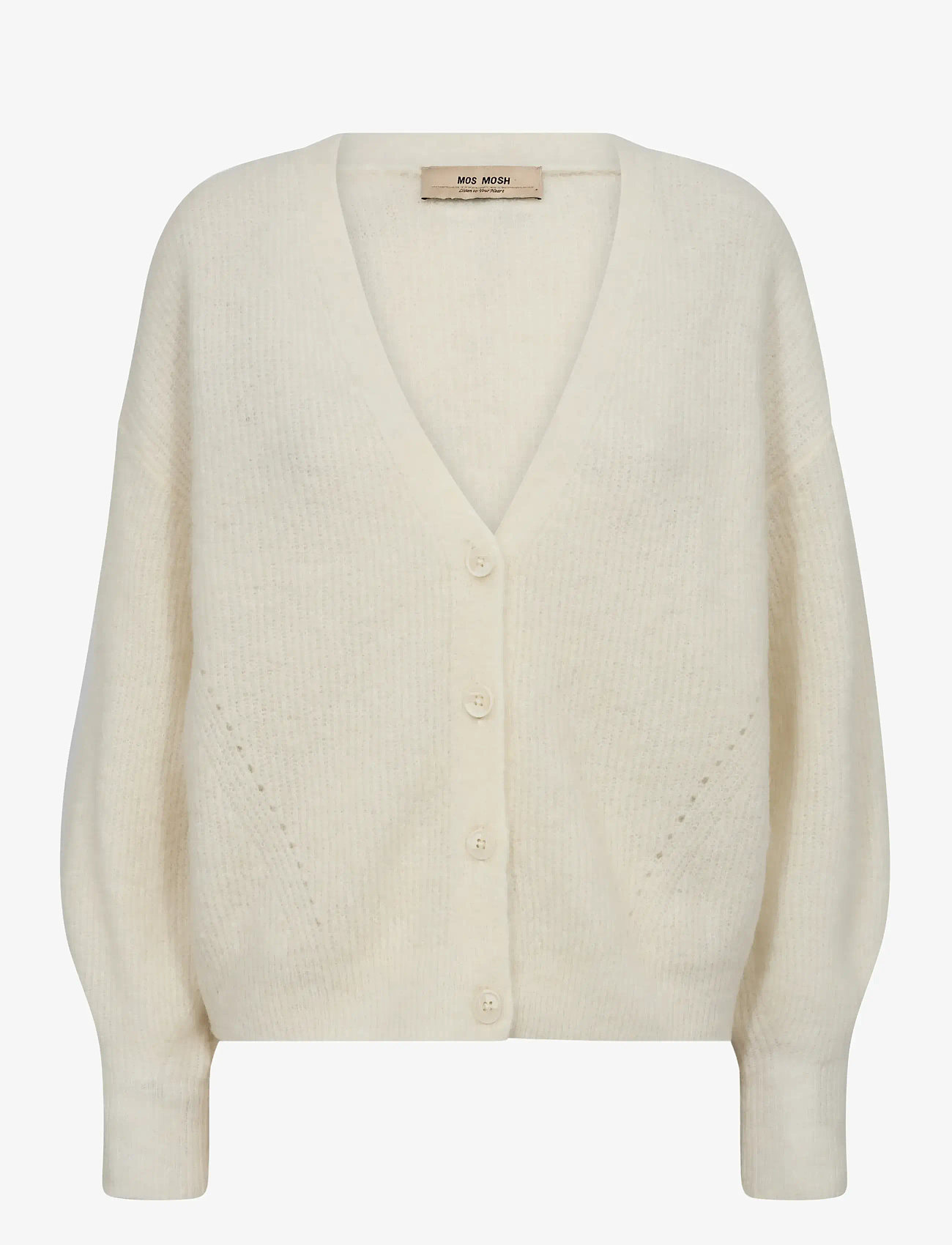 MOS MOSH - MMThora V-Neck Knit Cardigan - koftor - ecru - 0