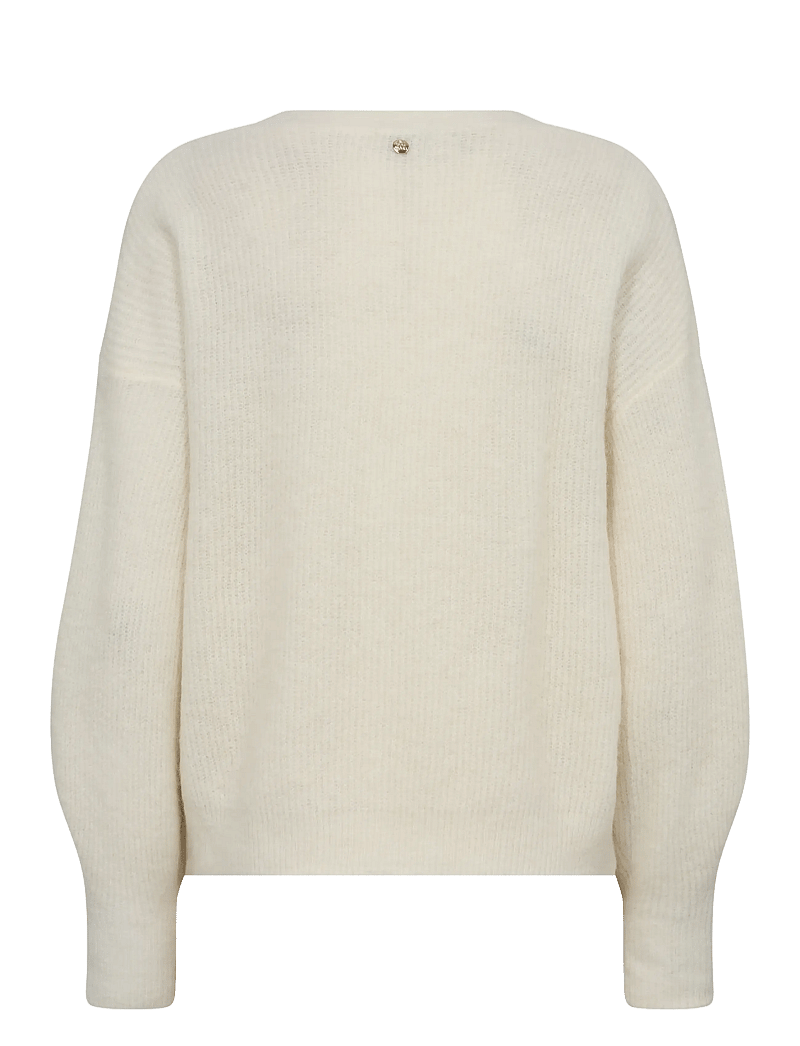 MOS MOSH - MMThora V-Neck Knit Cardigan - koftor - ecru - 1