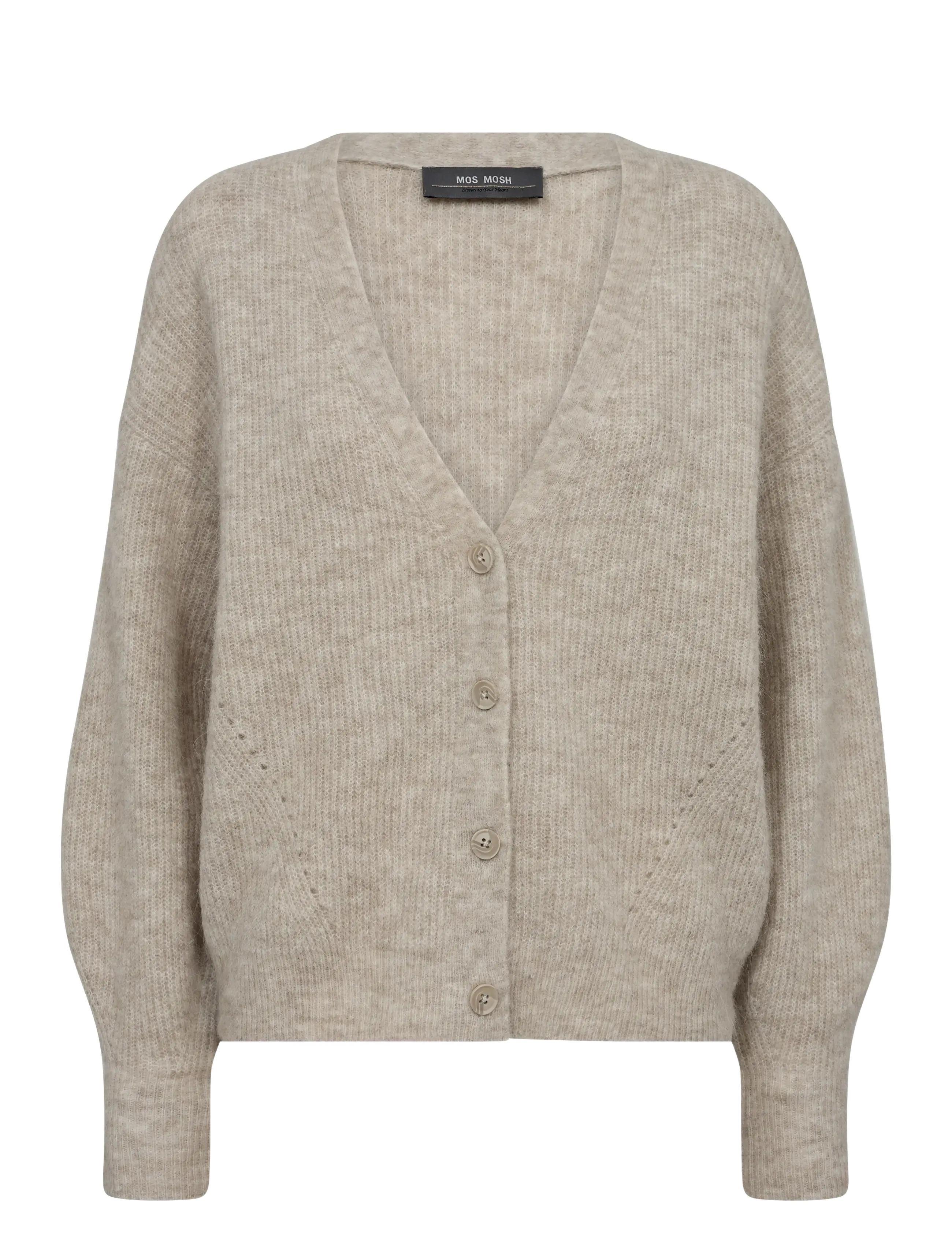 MOS MOSH MMThora V-Neck Knit Cardigan - Strik - FEATHER GRAY / grey