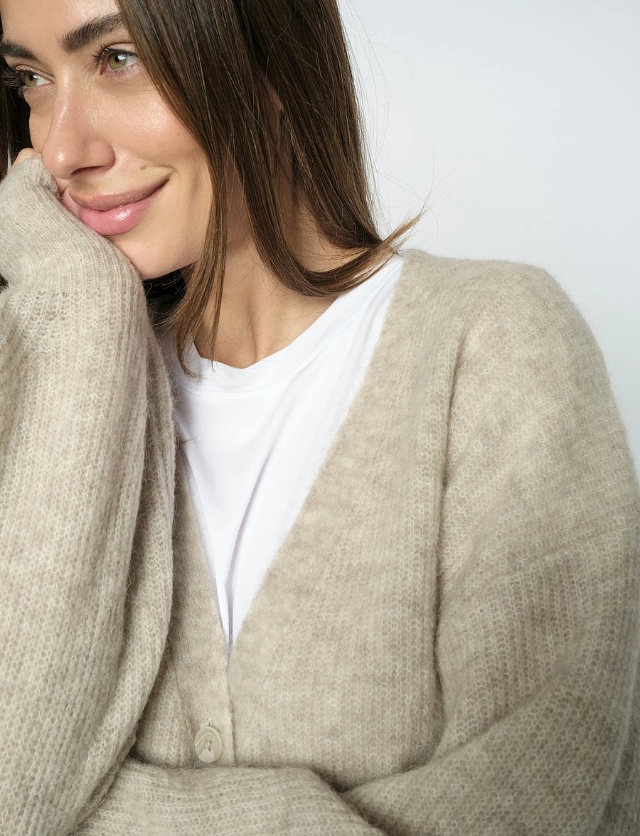 MOS MOSH - MMThora V-Neck Knit Cardigan - cardigans - feather gray - 3