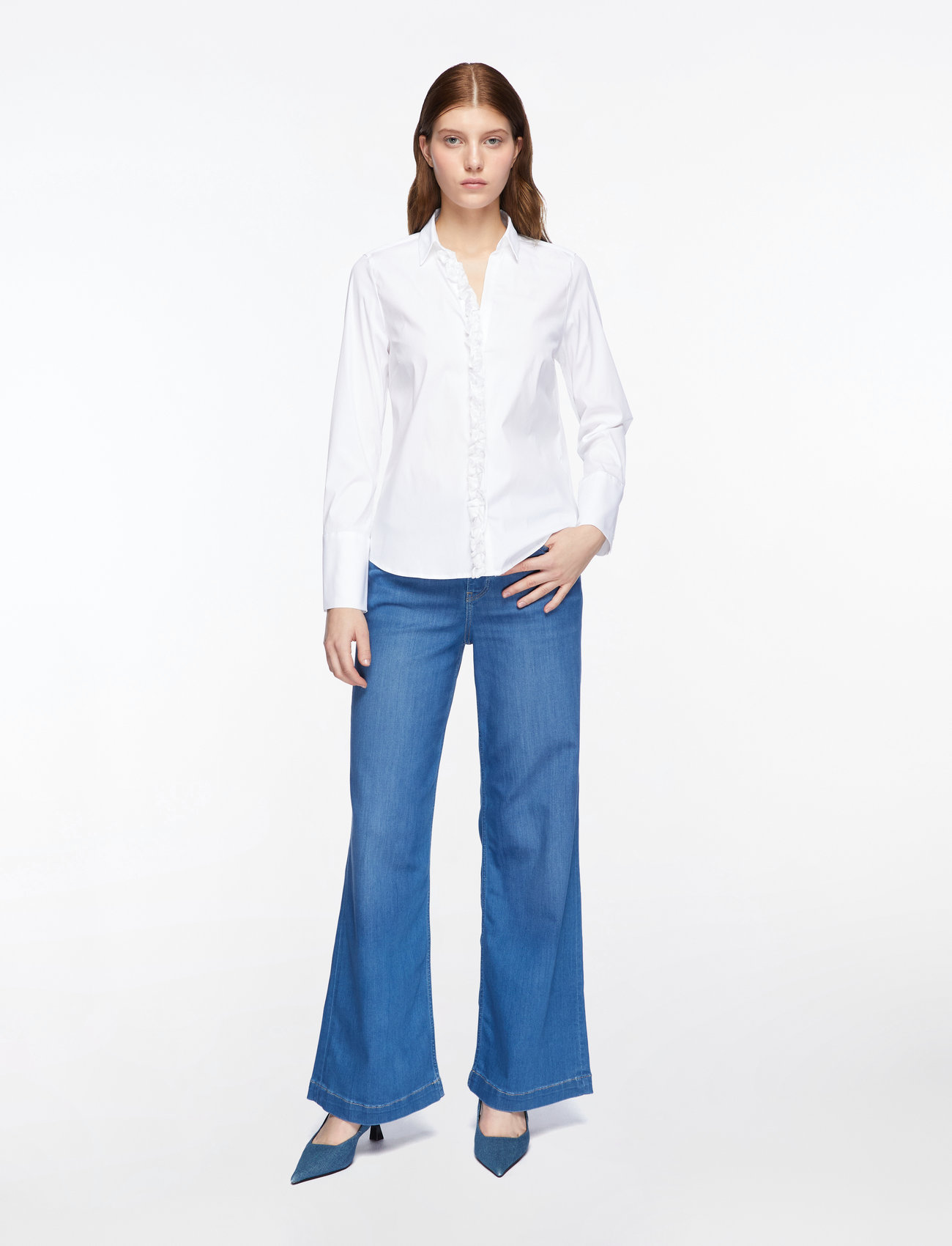 MOS MOSH - MMSybel Satin Shirt - långärmade skjortor - white - 2