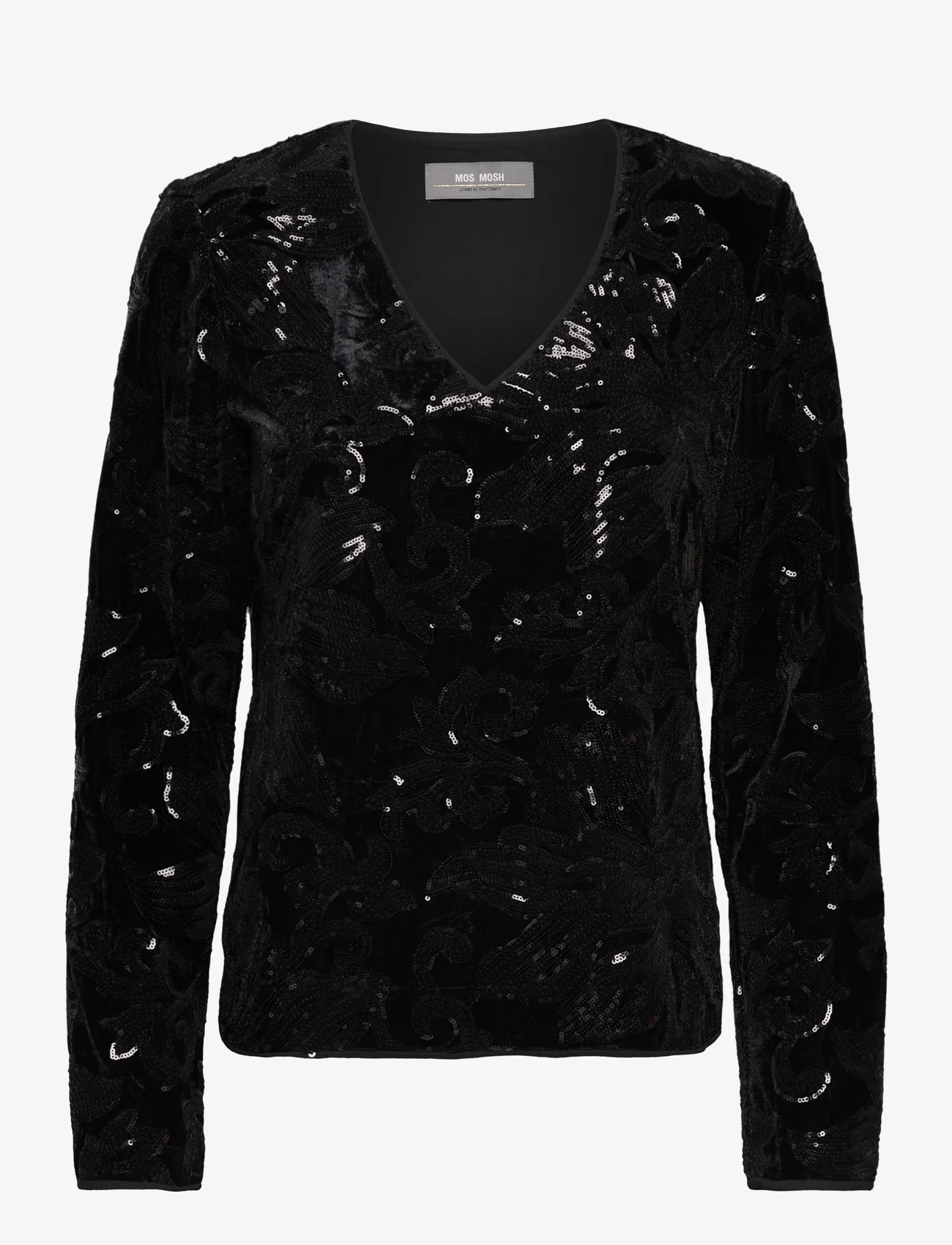 MOS MOSH - MMAlfi Flower Blouse - long-sleeved blouses - black - 0