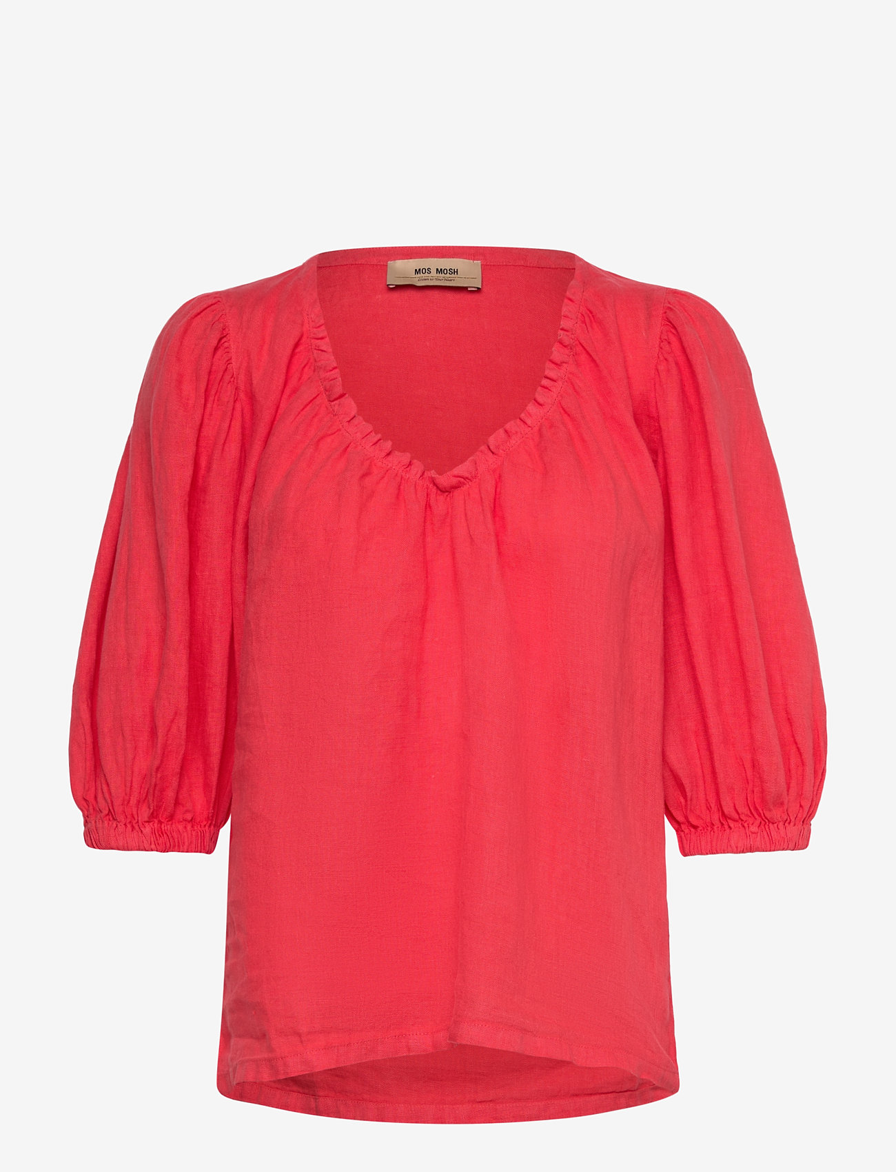 MOS MOSH - MMTaissa Linen Blouse - kortærmede bluser - cayenne - 0