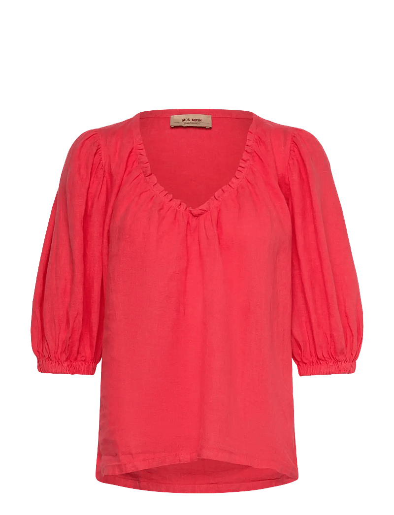 MOS MOSH - MMTaissa Linen Blouse - kortærmede bluser - cayenne - 0