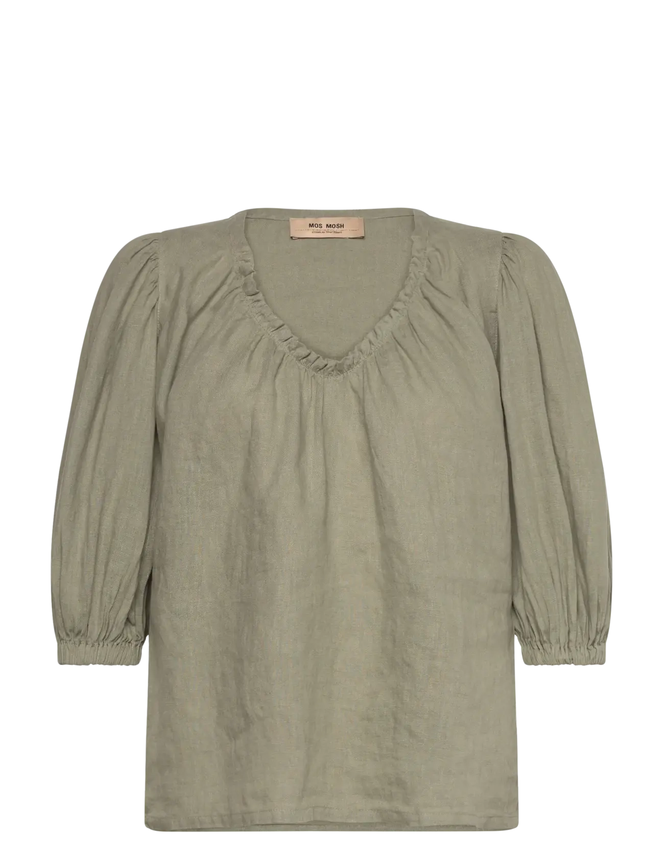 MOS MOSH Mmtaissa Linen Bluse Khaki - S - Damen