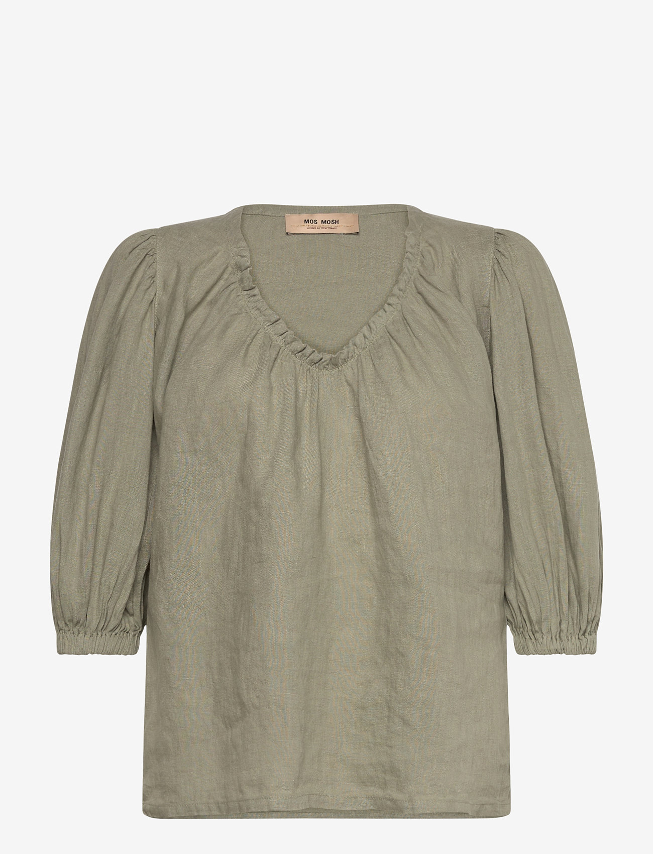MOS MOSH - MMTaissa Linen Blouse - kurzämlige blusen - shadow - 0