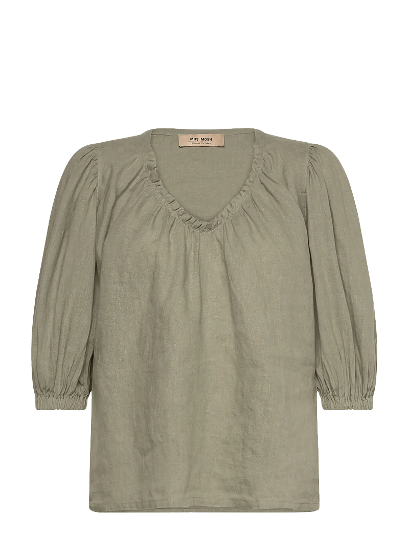 MOS MOSH - MMTaissa Linen Blouse - kurzämlige blusen - shadow - 0