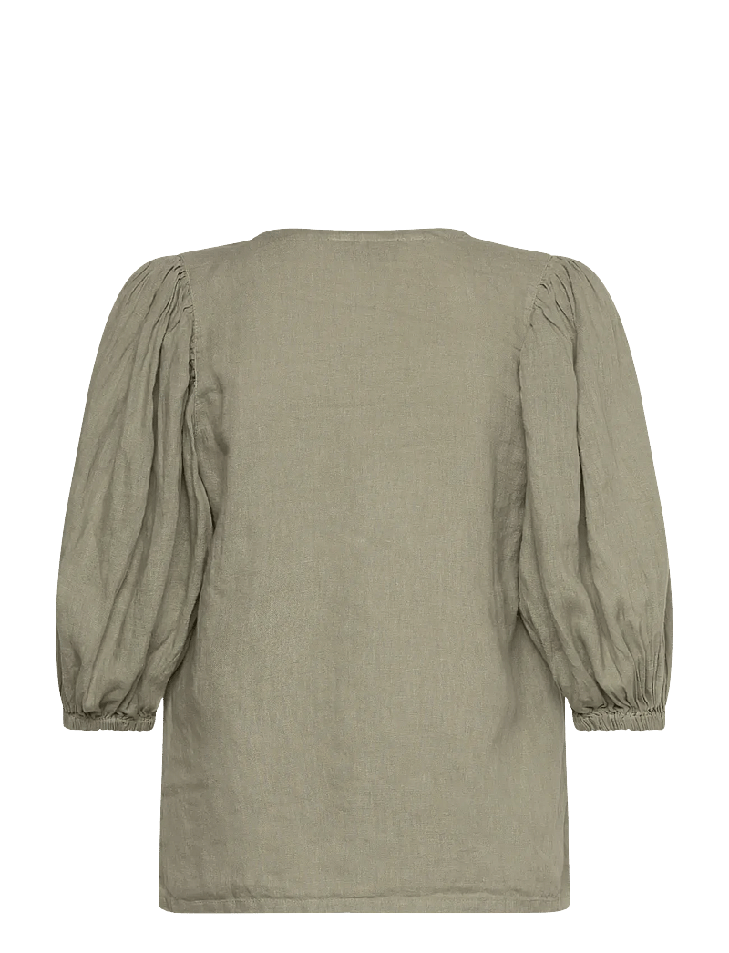 MOS MOSH - MMTaissa Linen Blouse - kurzämlige blusen - shadow - 1