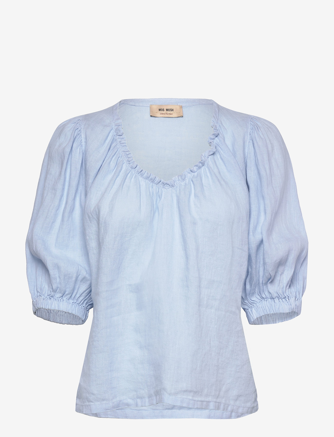 MOS MOSH - MMTaissa Linen Blouse - kurzämlige blusen - skyway - 0