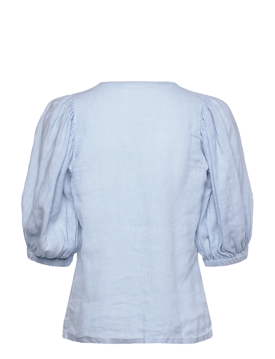 MOS MOSH - MMTaissa Linen Blouse - kortærmede bluser - skyway - 2