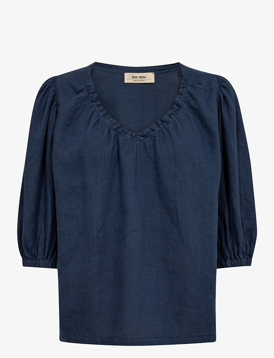 MOS MOSH - MMTaissa Linen Blouse - kortärmade blusar - spellbound - 0