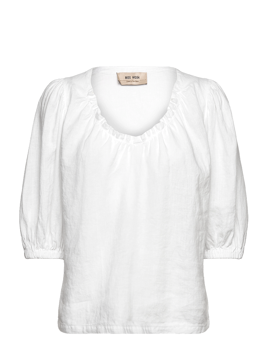 MOS MOSH - MMTaissa Linen Blouse - blūzes ar īsām piedurknēm - white - 0