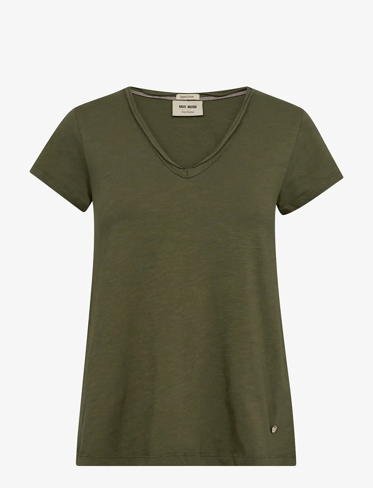 MOS MOSH - MMTulli V-SS Basic Tee - t-shirts - burnt olive - 0