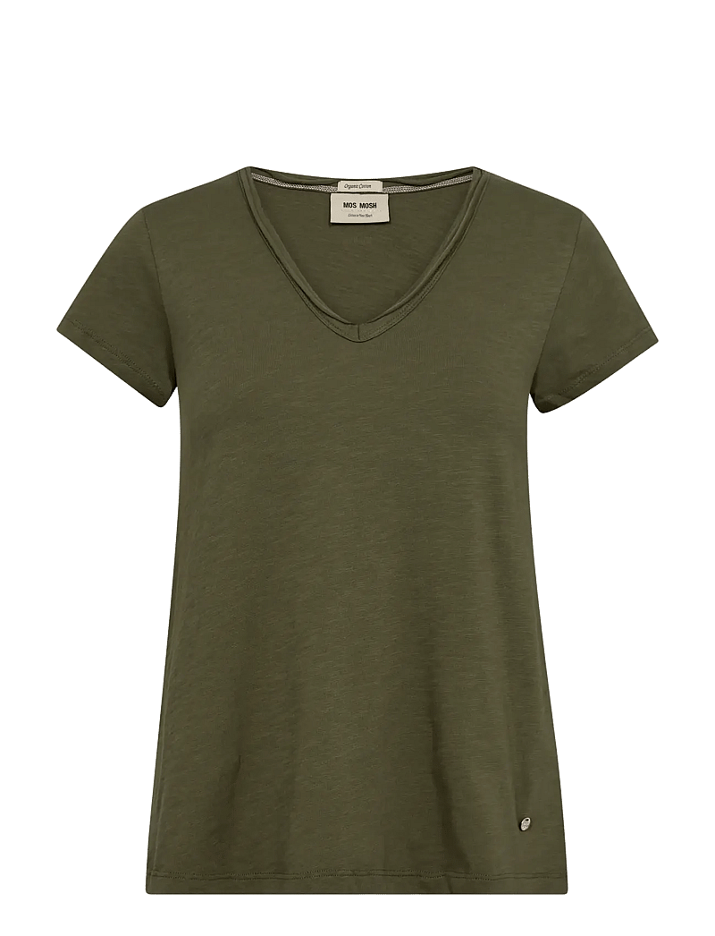 MOS MOSH - MMTulli V-SS Basic Tee - t-shirts - burnt olive - 0