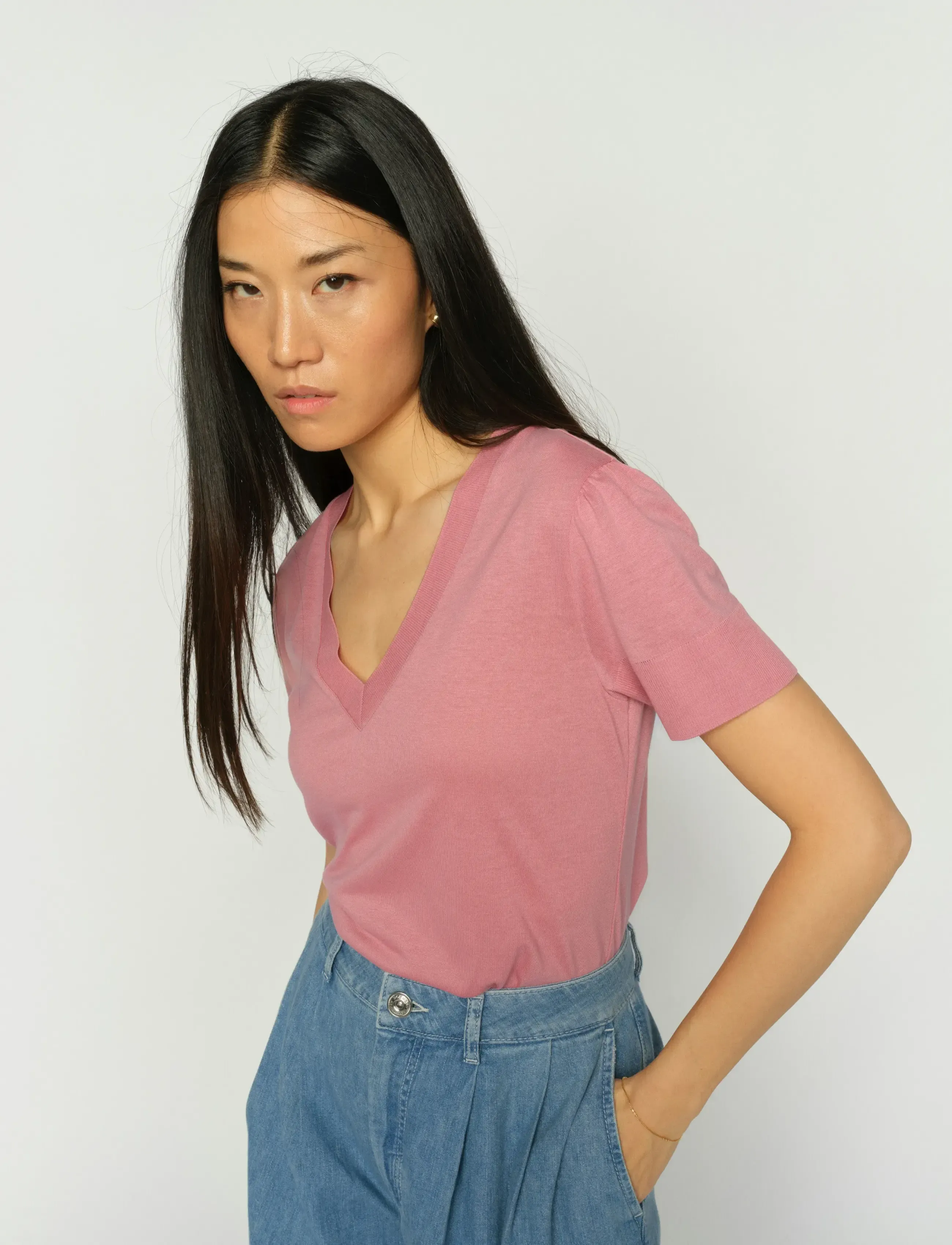 MOS MOSH MMSink V-SS Tee - T-shirts - DUSTY ROSE / pink/rose
