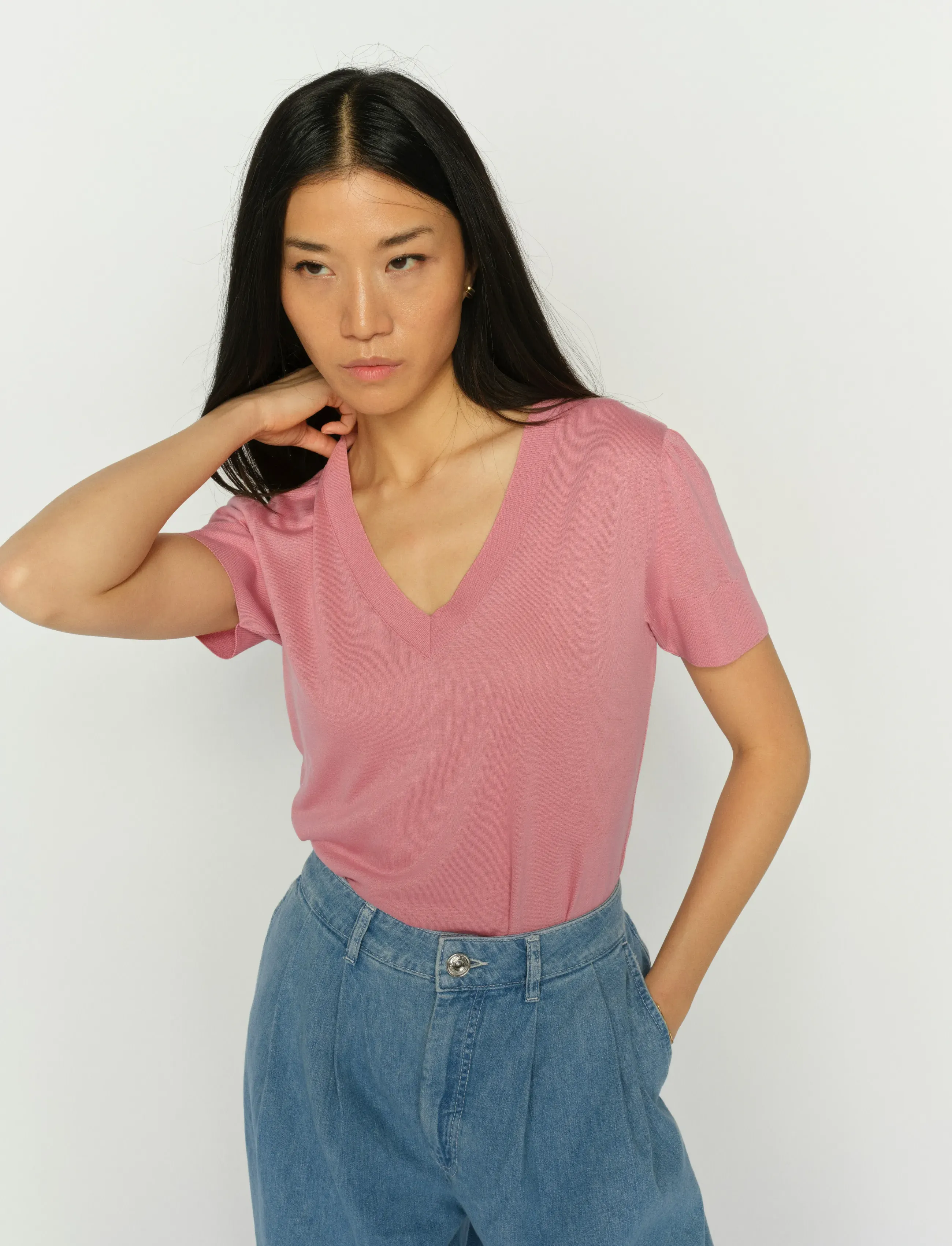 MOS MOSH - MMSink V-SS Tee - t-shirts - dusty rose - 3